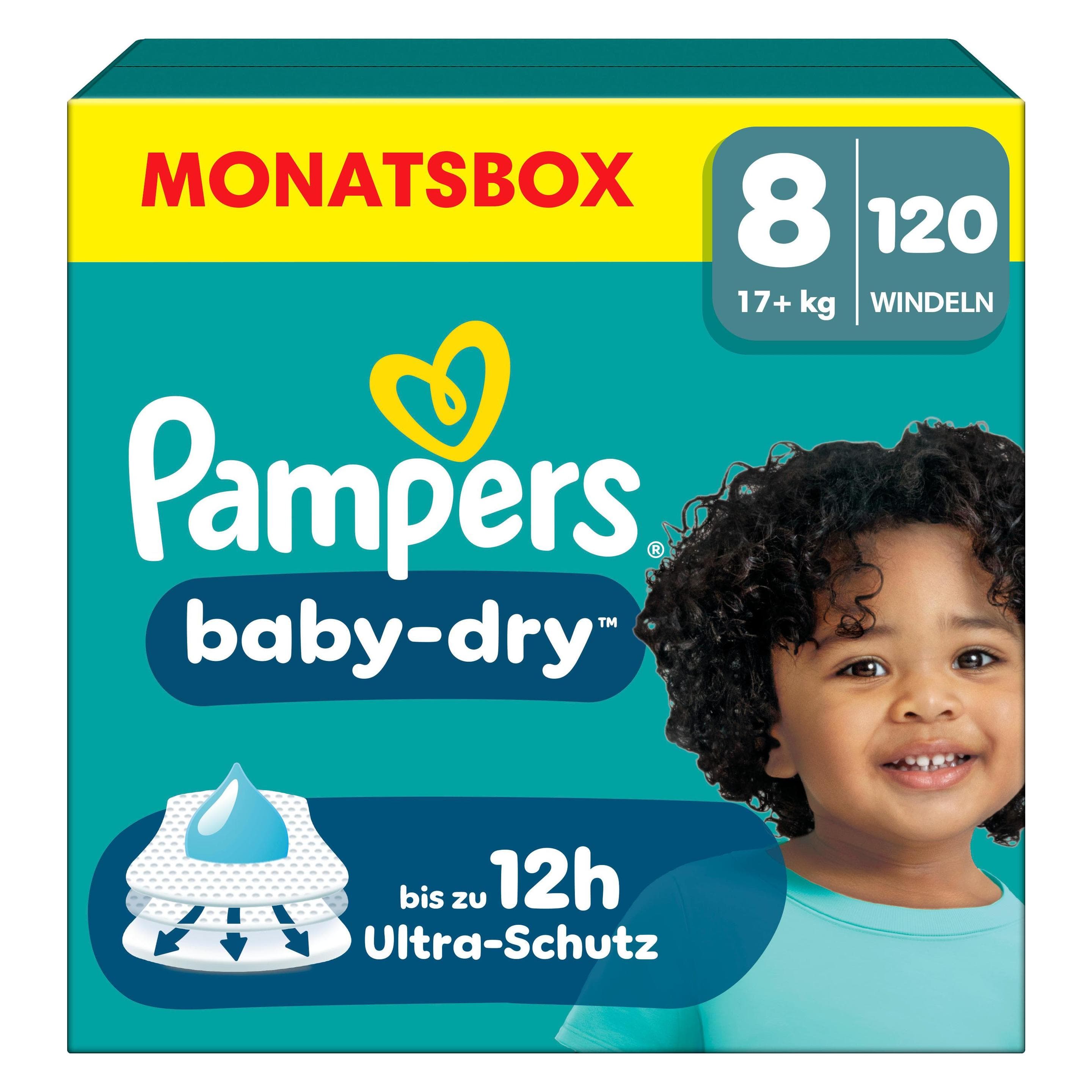 Pampers Baby-Dry (Taille 8, Pack mensuel, 120 pcs)