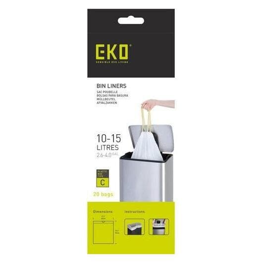 Markenlos Sacs poubelle Eko Type C 10 - 15 L PE Blanc, Sac-poubelle, Blanc