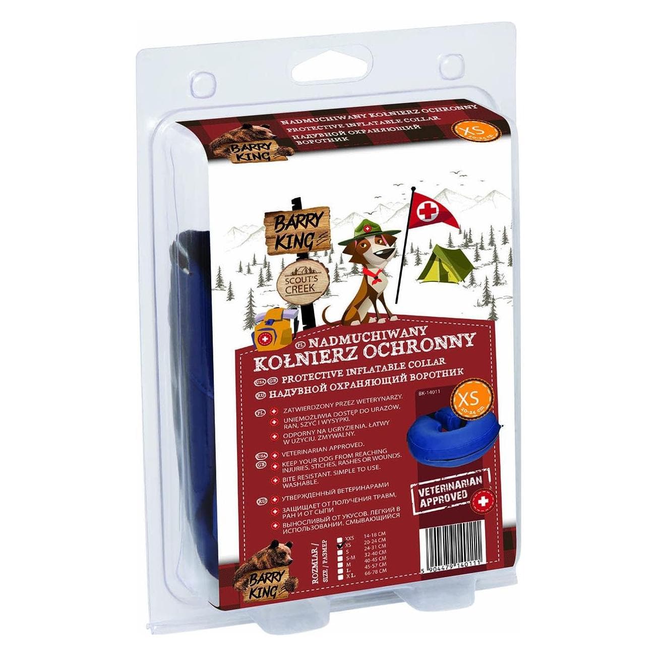 Barry King XS 20-24 cm, col gonflable (XS, Chat, Chien, Général), Collier + laisse