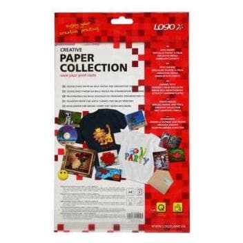 Logo Papier transfert pour thermocollant, papier T-shirt blanc, blanc, A4, 5 flles, jet d'encre, L (A4, 5 pcs), Papier photo, Blanc