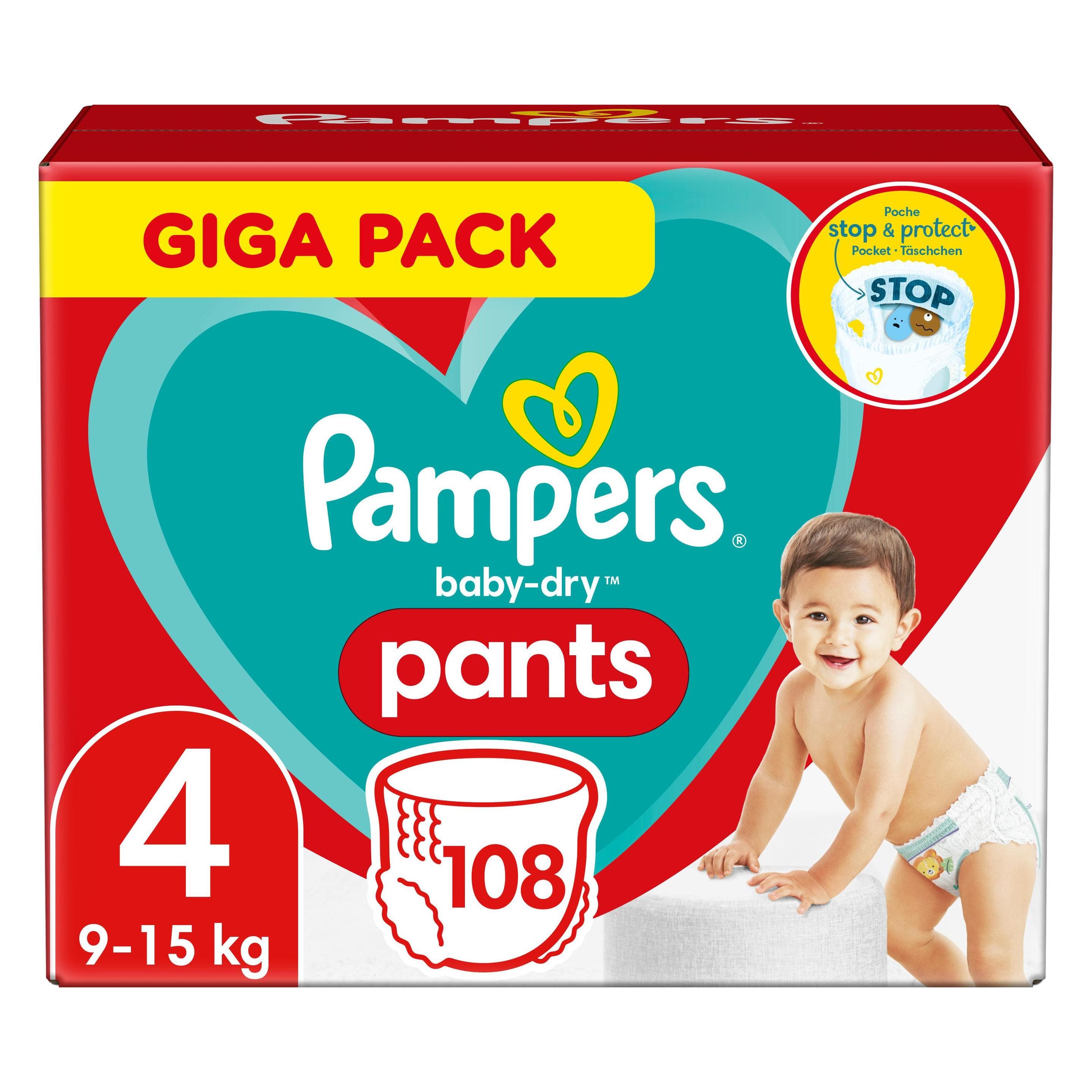 Pampers Pantalon Baby-Dry (Taille 4, Pack semi-mensuel, 108 pcs)