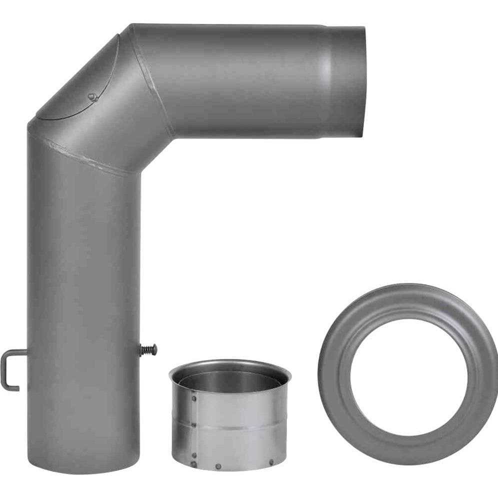 FireFix, Cheminée : accessoires, RD150/SET Kit de tuyaux de poêle en acier de 2 mm d'épaisseur (kit de tuyaux d'angle) de 150 mm de