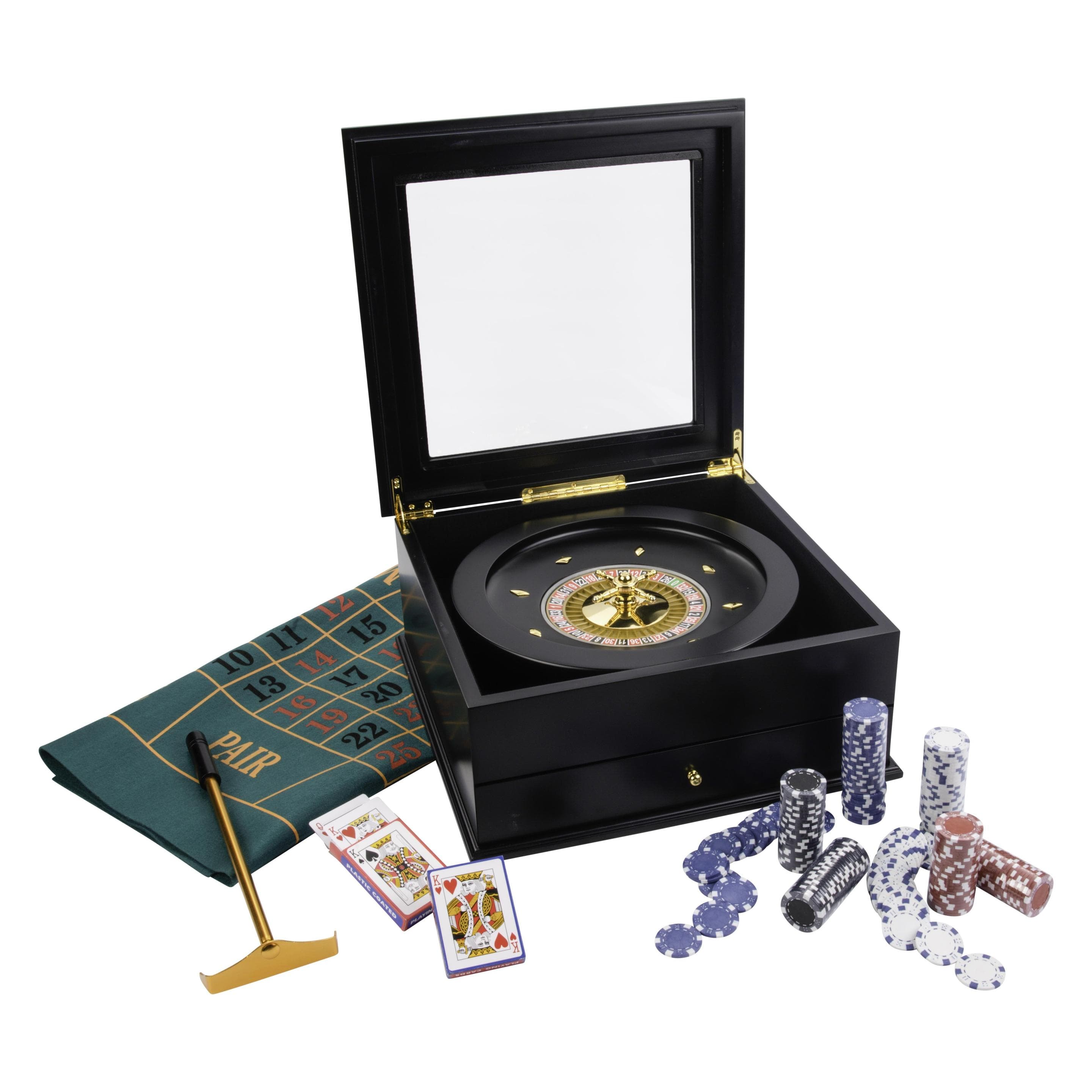 Longfield Ensemble de roulette complet et luxueux en bois - Noir