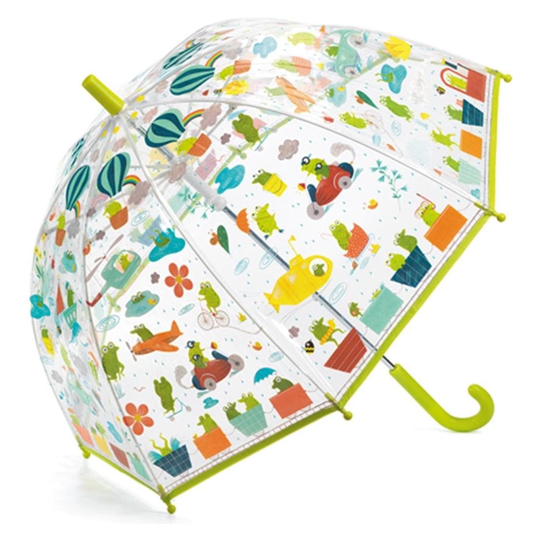 Djeco, Unisexe, Parapluie, Parapluie Grenouilles 70x68cm, Multicolore