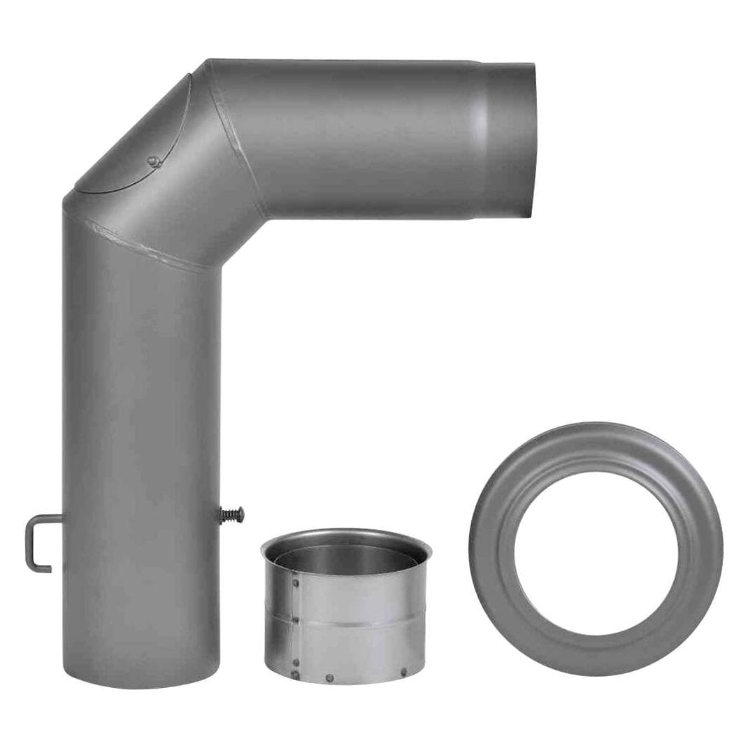 FireFix, Cheminée : accessoires, RD150/SET Kit de tuyaux de poêle en acier de 2 mm d'épaisseur (kit de tuyaux d'angle) de 150 mm de