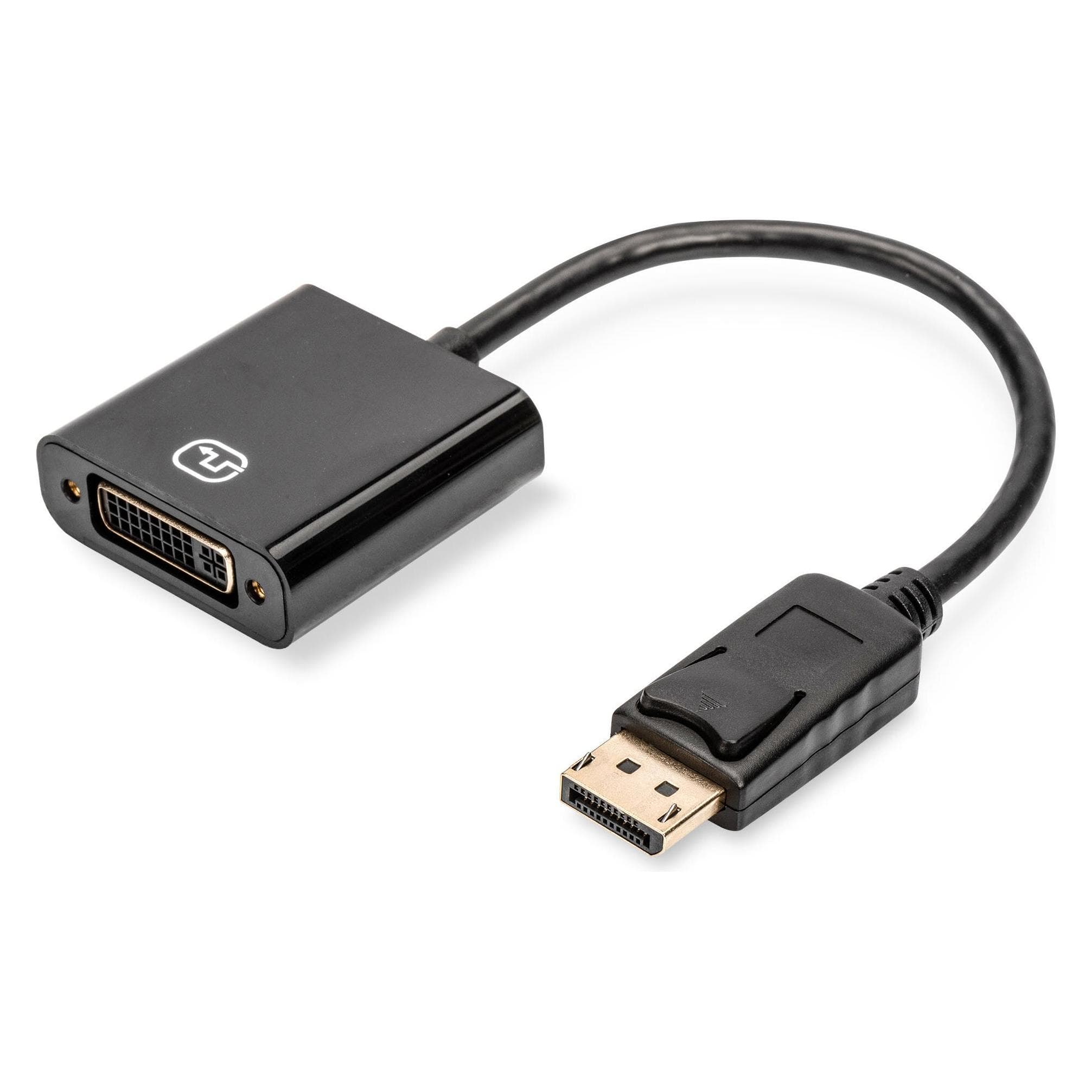 Digitus DisplayPort vers (DVI, 15 cm), Adaptateur données + vidéo, Noir