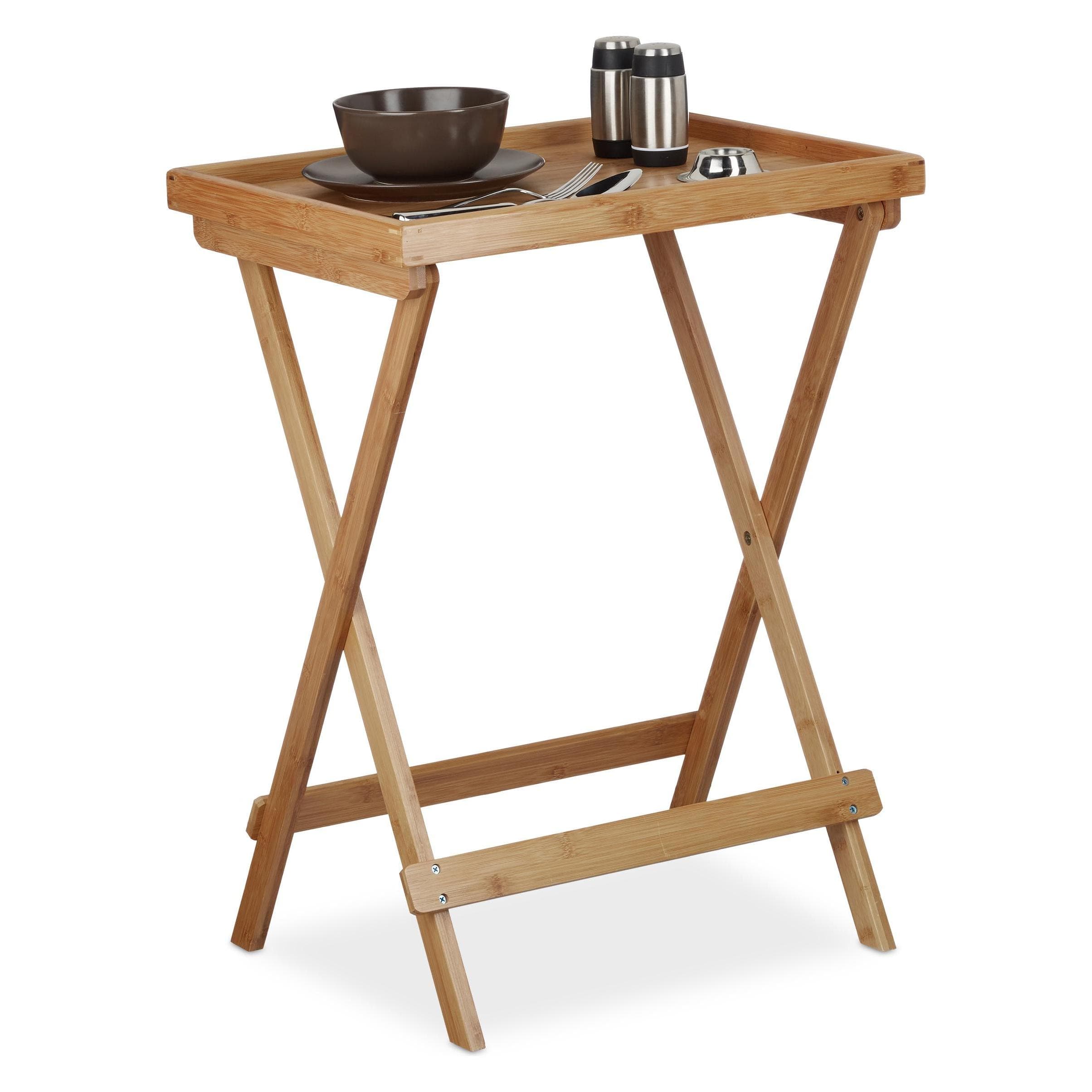 Relaxdays, Table d'appoint + desserte de jardin, Table à plateaux