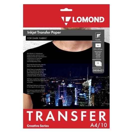 Lomond, Papier, Transfert thermique Papier jet d'encre A4, 10 feuilles, pour tissus foncés (A4)