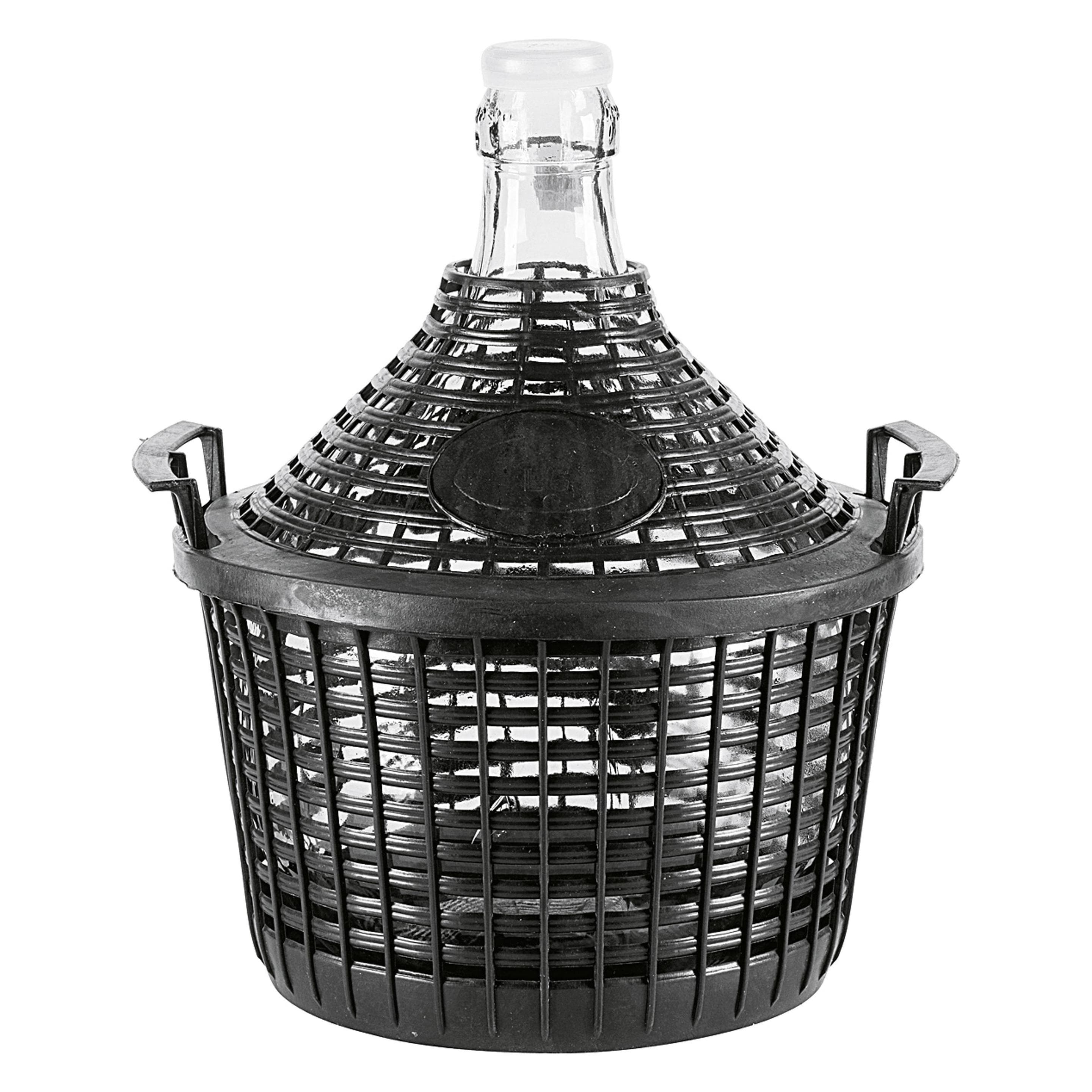 Schmitt Ballon en verre avec panier en plastique, Bocal de conservation, Noir