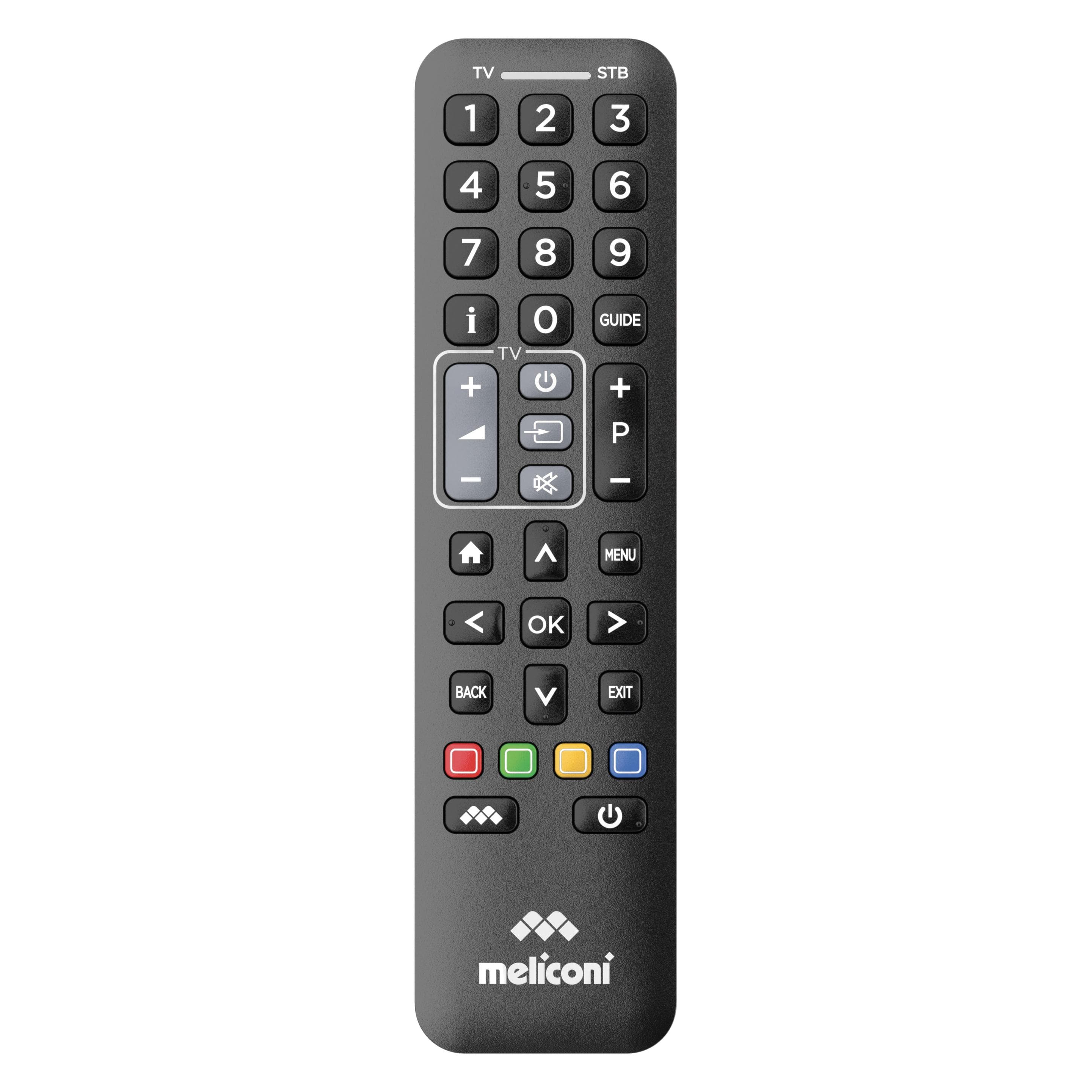 Meliconi Control 2+ IR Wireless TV Remote Control, Set-top box TV Buttons (Infrarouge), Télécommande, Noir