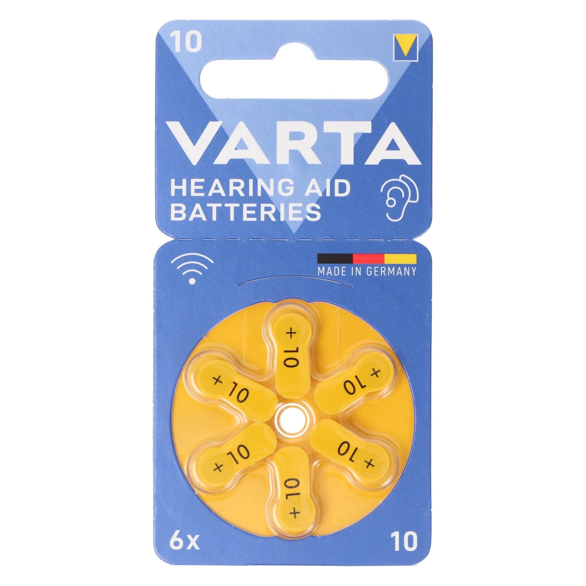Varta Piles pour appareils auditifs Type 10 1.4V (6-Pack) (6 pcs, PR70, 105 mAh), Batteries + piles