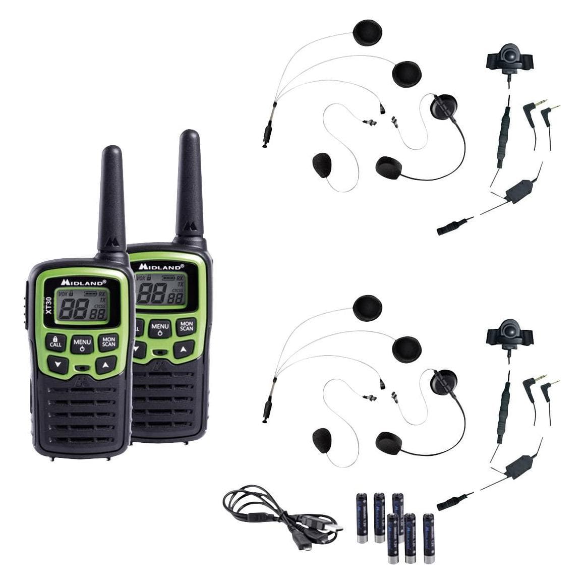 Midland Kit radio pour moto C1177.S1 XT30 (6 km), Talkie walkie, Noir