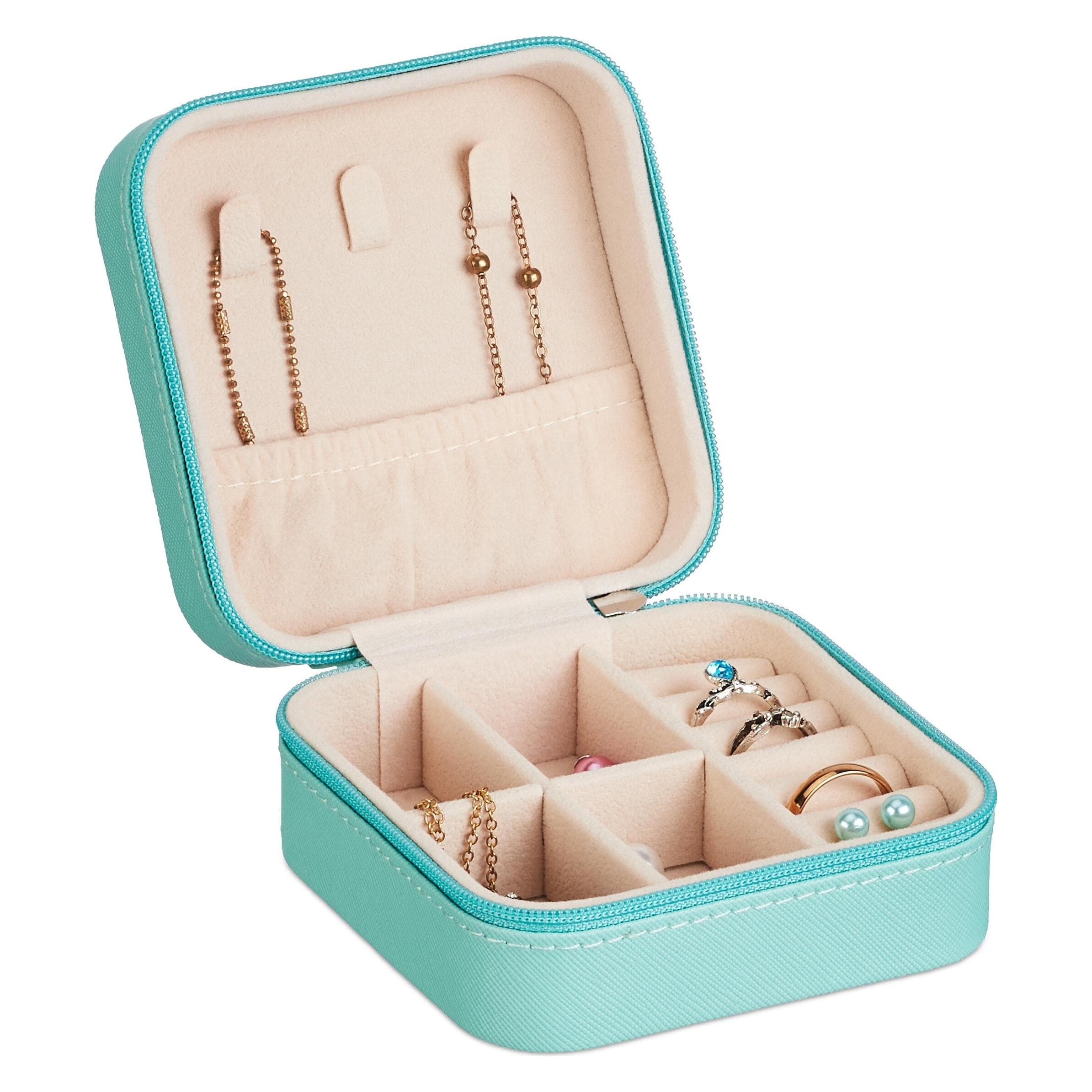 Relaxdays, Rangement pour montres + bijoux, Boîte-à-bijoux, Turquoise
