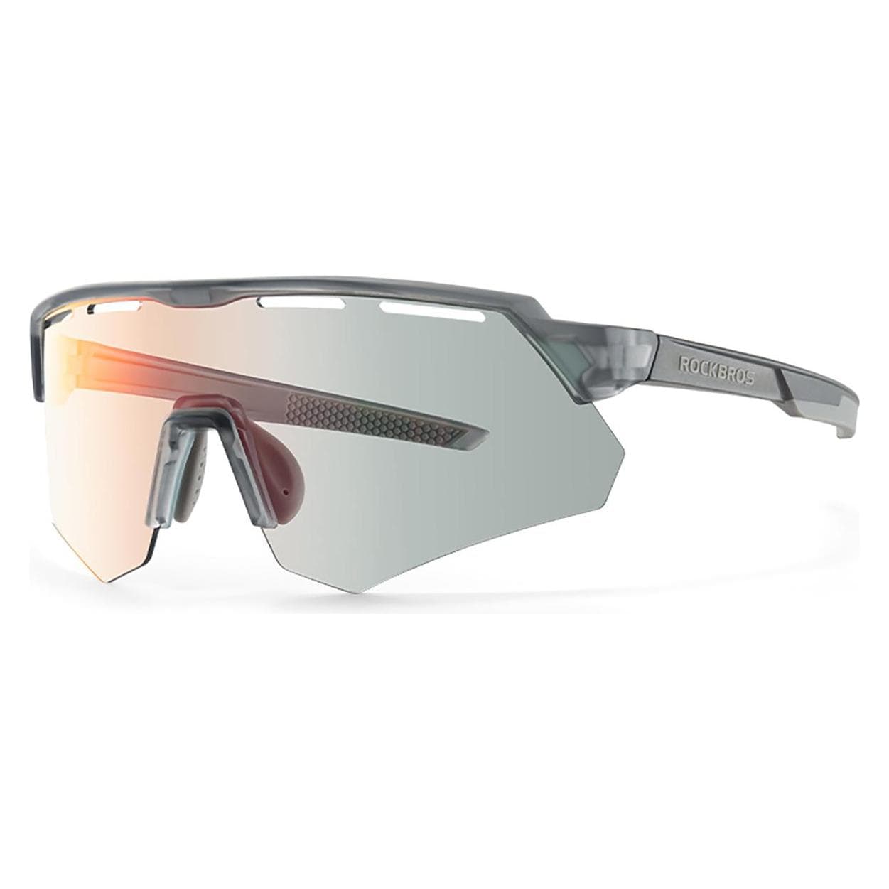 Rockbros, Unisexe, Lunettes de sport, Lunettes de vélo polarisées avec protection UV et insert correcteur - Gris (Gris, Gris), Argent, Gris