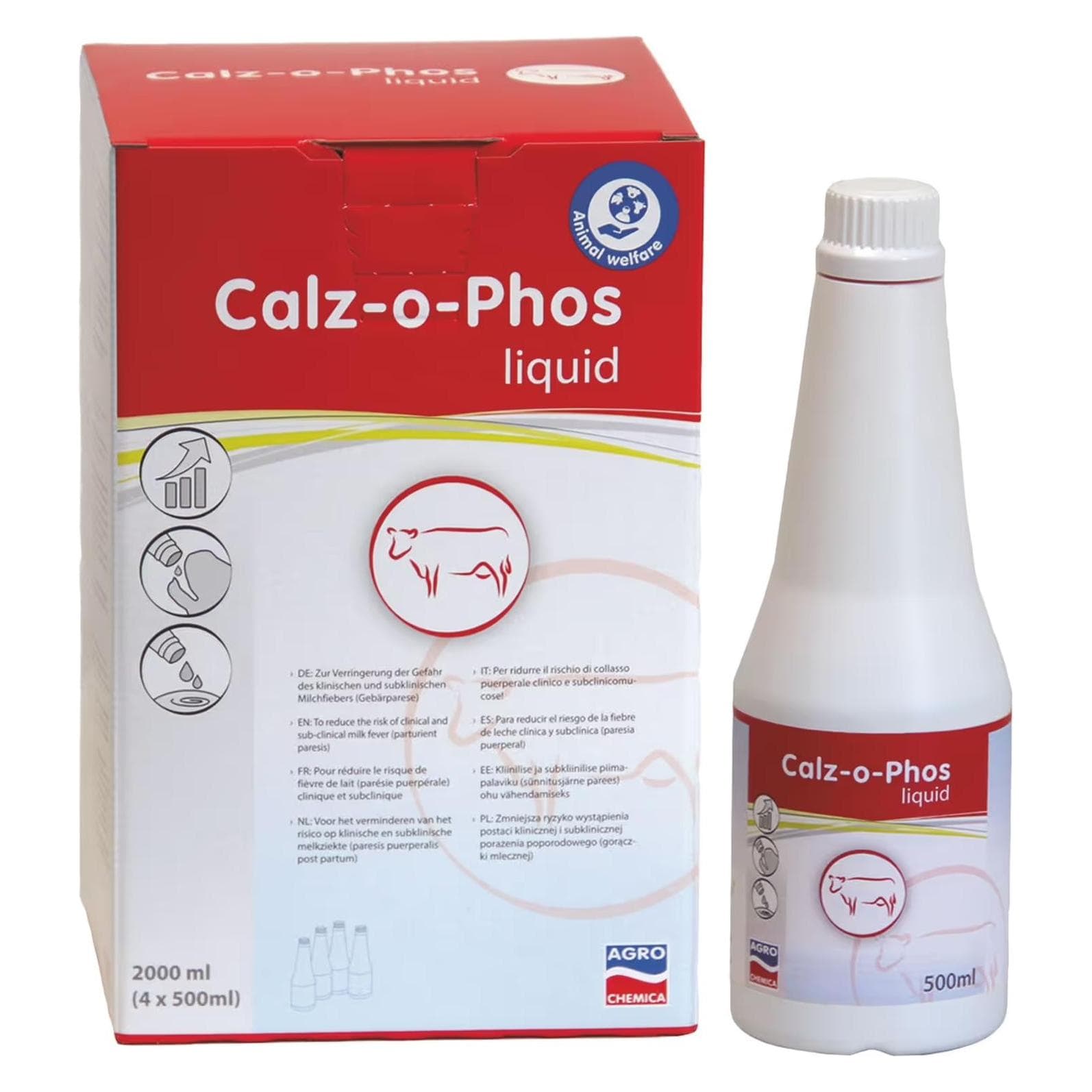 AgroChemica, Soins intimes, Calz-o-Phos Liquid 500 ml, paquet de 4 (Gel intime, 500 ml)
