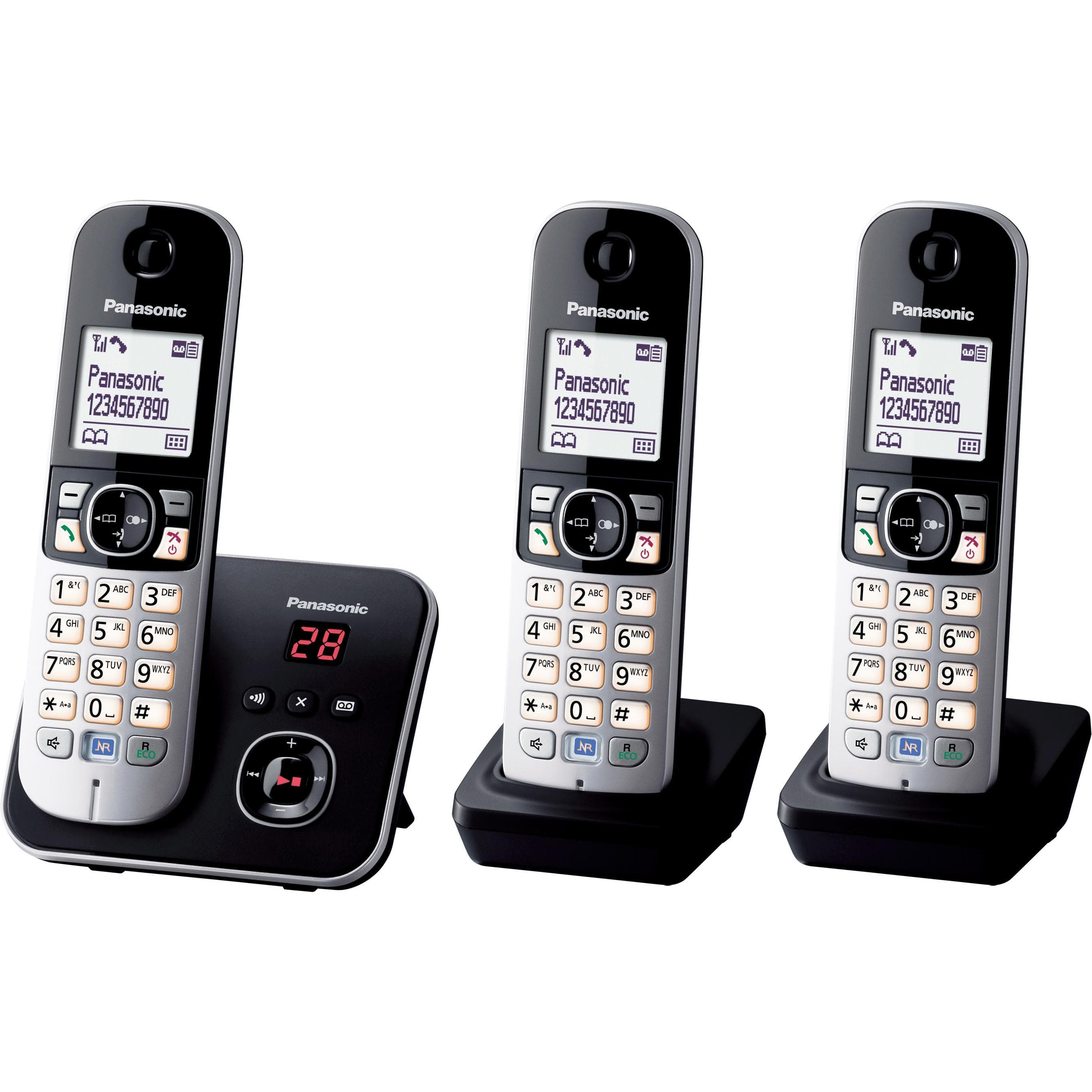 Panasonic KX-TG6823, Téléphone, Noir, Argent