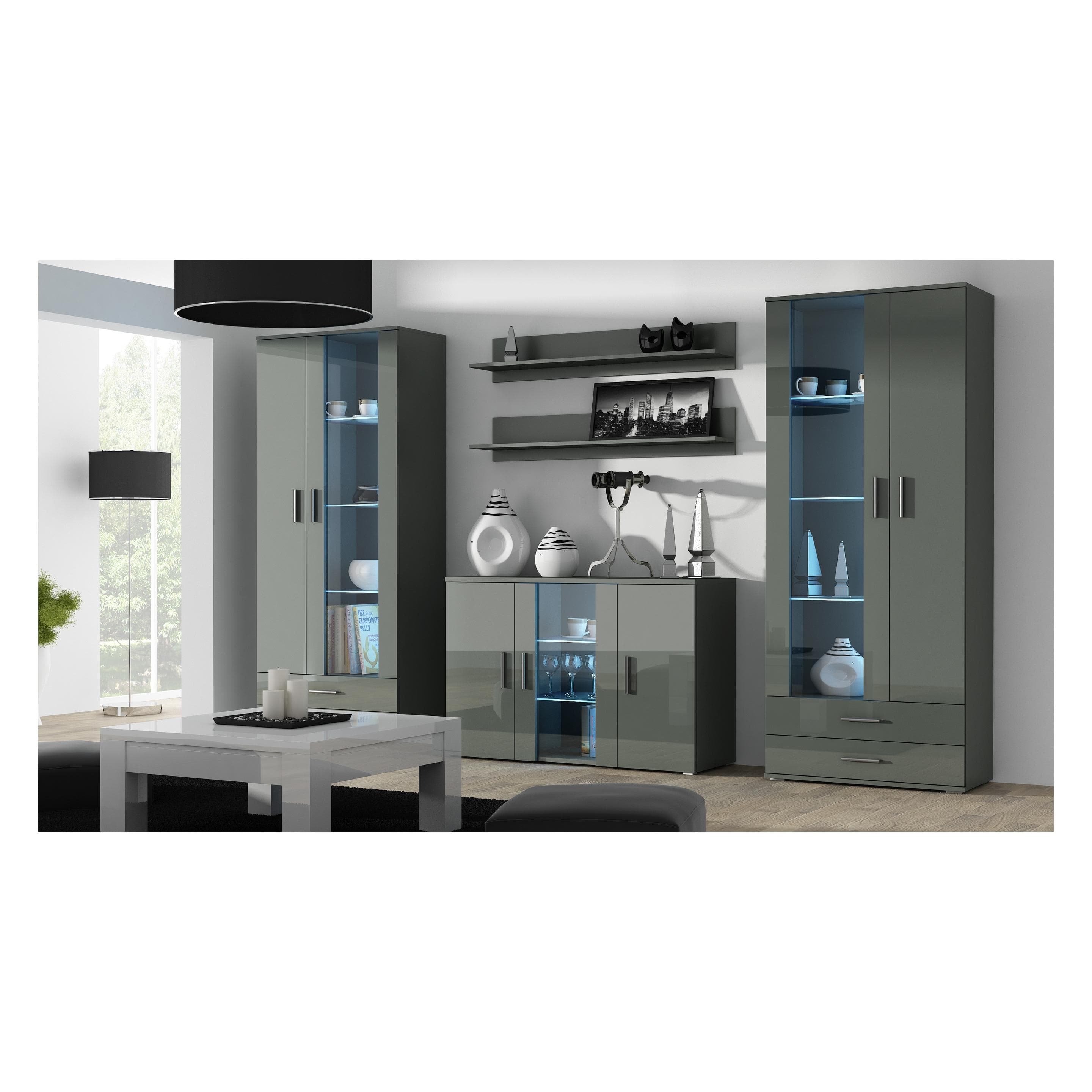 Cama, Commode + buffet, SOHOKOM SZ/SZ Buffet de salon 3 porte(s) (120 x 41 x 80 cm)
