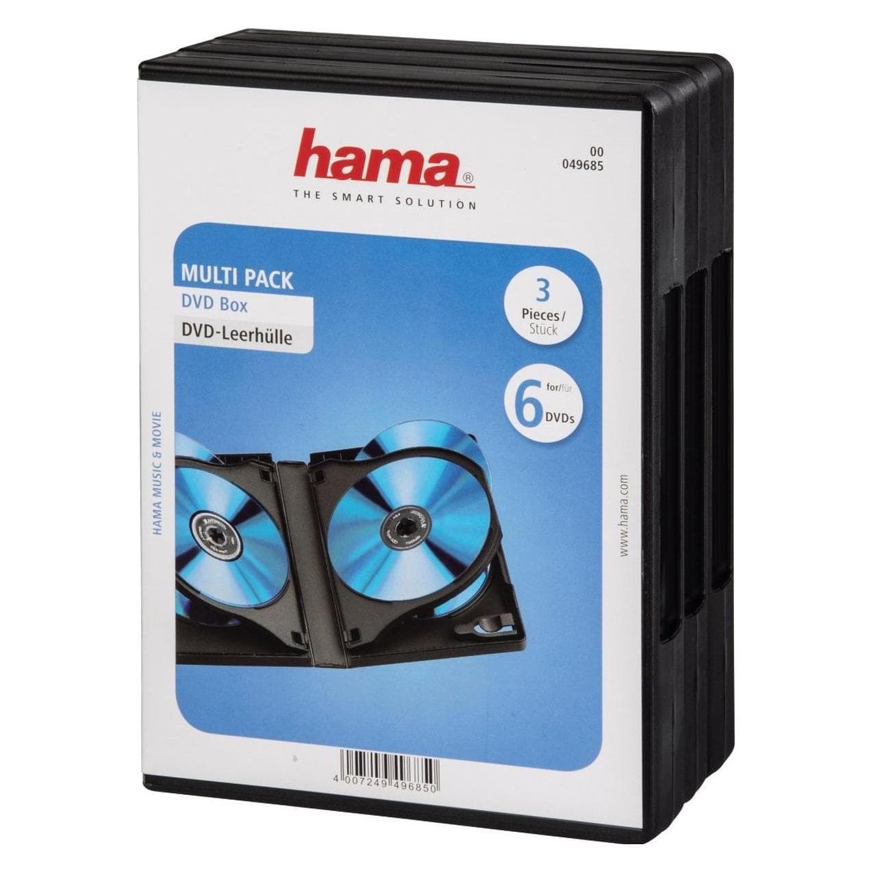Hama Boîtier vide pour DVD 6 Box, pack de 3, noir, CD + DVD : accessoires