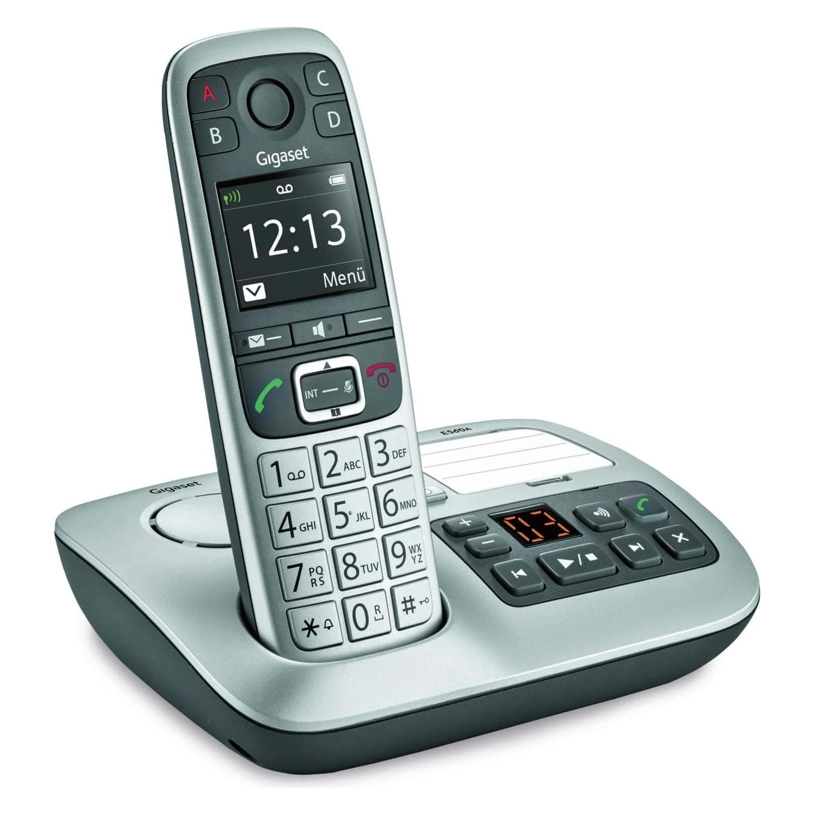 Gigaset E560A (version DE), Téléphone, Noir, Argent