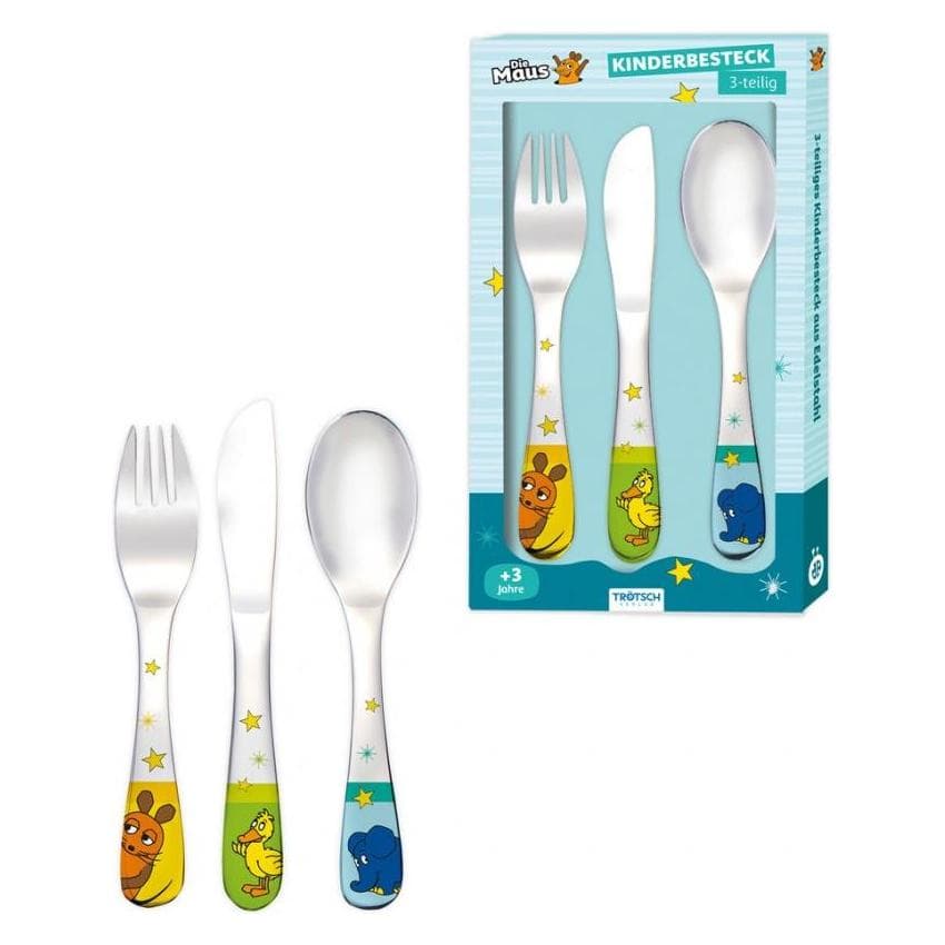 Trötsch, Vaisselle + couverts pour enfants, .Maus Besteckset aus Edelstahl