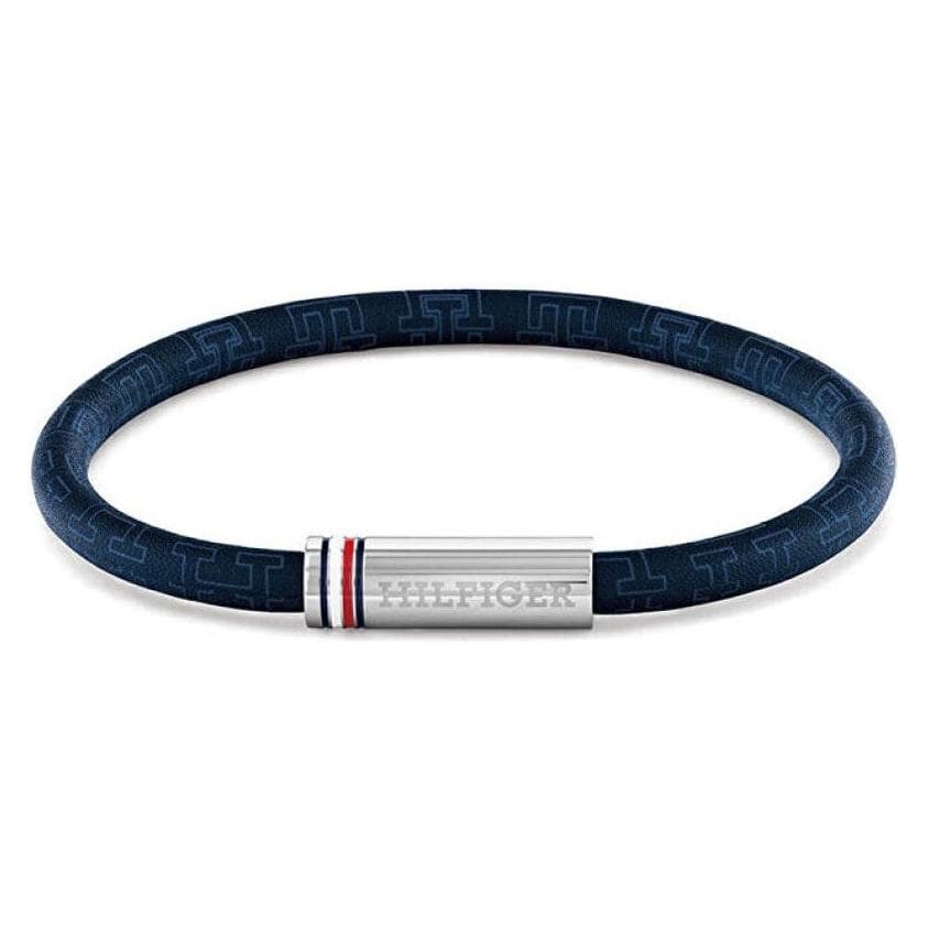 Tommy Hilfiger, Bracelet, Blaues Herrenarmband aus Kunstleder mit bedruckter Kordel 2790702, (Longe, Similicuir)