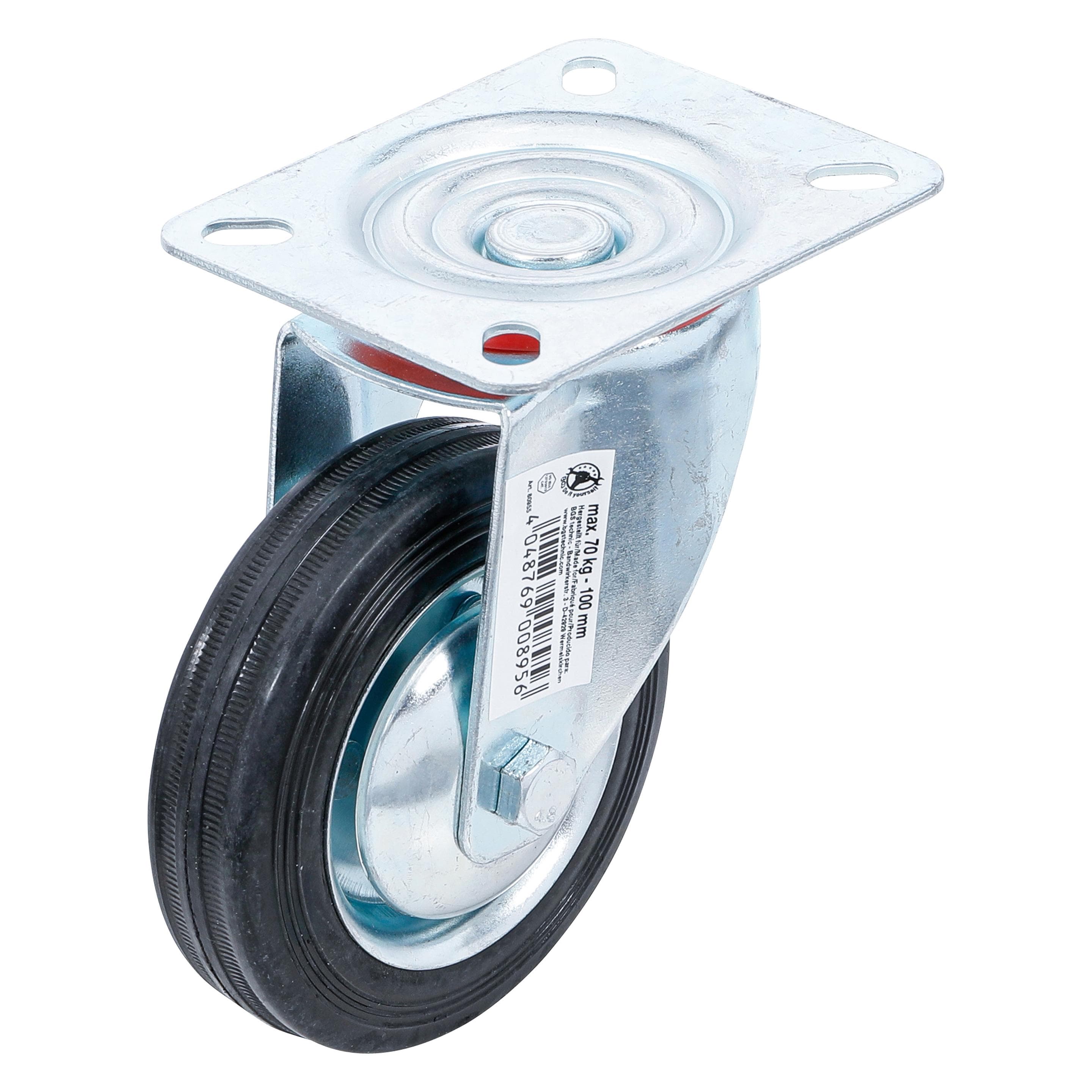 BGS, Roulettes pour meubles, Roue pivotante avec soccle à visser Ø 100 mm