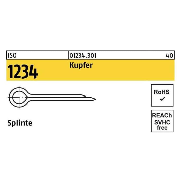 Burin, Goupilles fendues ISO 1234 4 x 40 Cuivre