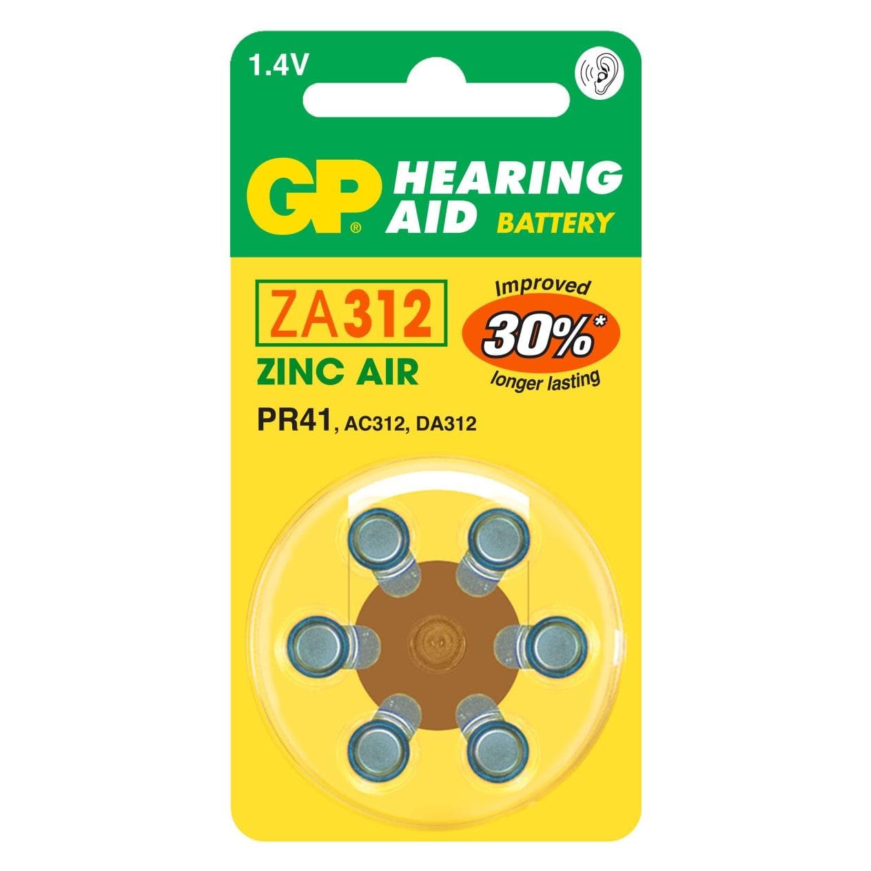 GP Batteries GP Knopfzelle ZA312, 1.4V, 6 Stk. (6 pcs, CR2025, 170 mAh), Batteries + piles