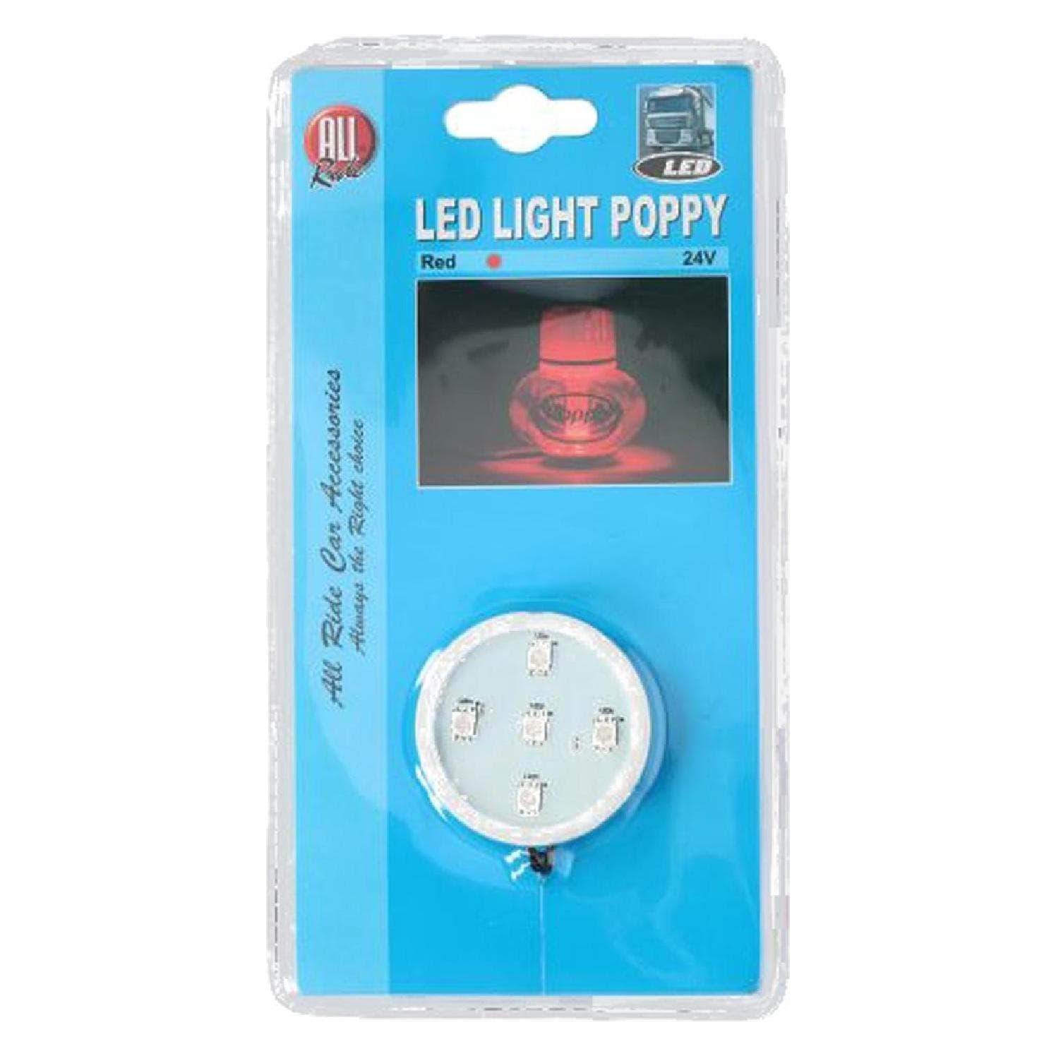 All Ride, Éclairage automobile, Socle LED rouge 24 V, 5 LED