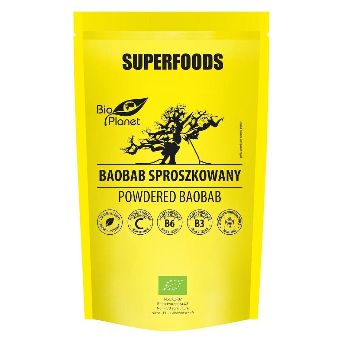 Bio Planet Baobab Bio 150 g Bio -Bio -Pleet, Conteneurs de service