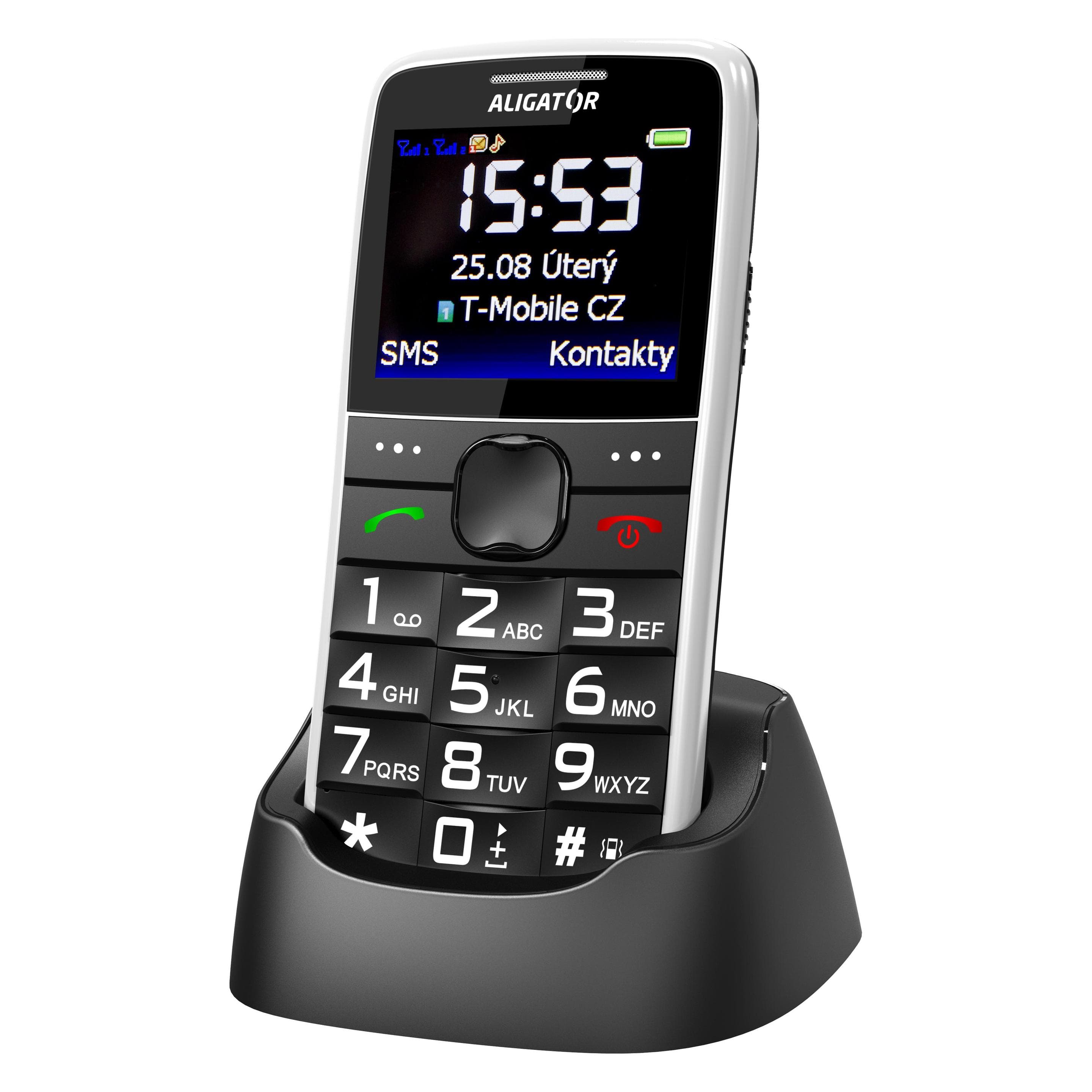 Aligator A675WH (2.20"), Téléphone portable à touches, Noir, Blanc