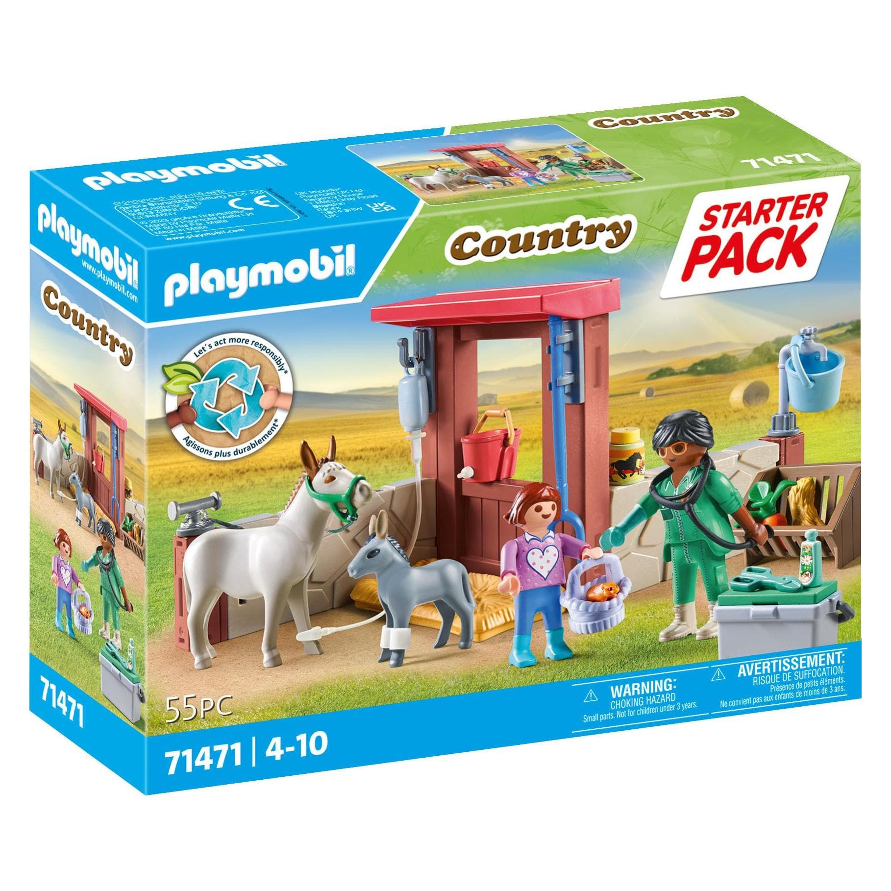 Playmobil 71471 Intervention du vétérinaire auprès des ânes (71471, Playmobil Country)