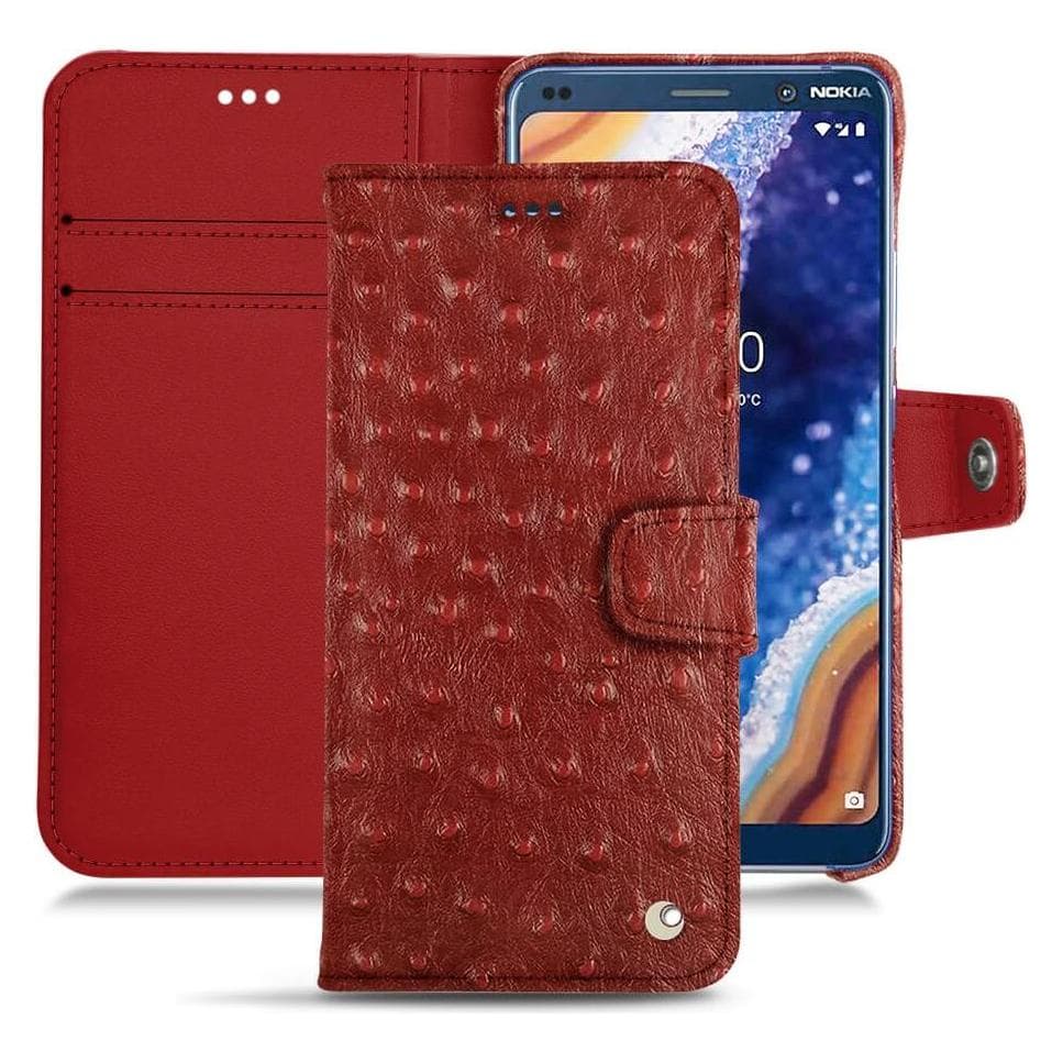 Noreve Housse cuir portefeuille (Nokia 9 PureView), Coque pour téléphone portable, Rouge