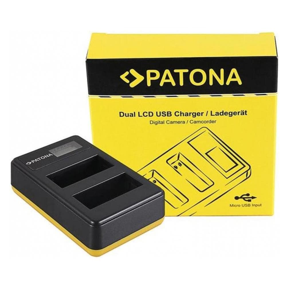Patona Chargeur USB LCD double Canon LP-E8 LP-E8 (Chargeur de batterie d'appareil photo), Alimentation pour appareil photo, Noir, Jaune
