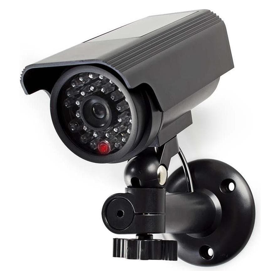 Nedis Caméra de surveillance factice Sphère IP44 Alimentation par batterie / alimentation solaire , Caméra réseau, Noir