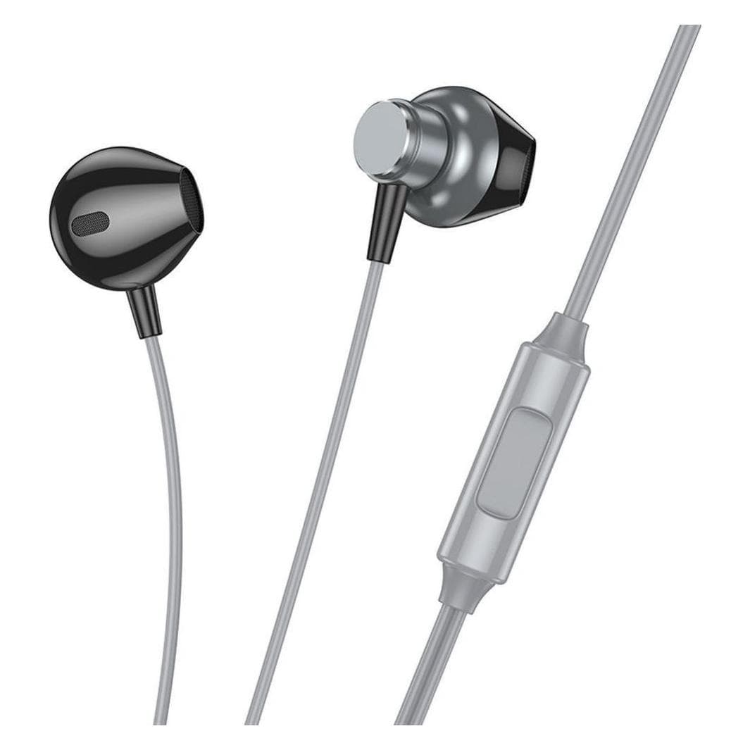Hoco Wired headphones wire earphones Jack 3,5 mm with microphone M125 metal gray (Filaire), Écouteurs, Gris