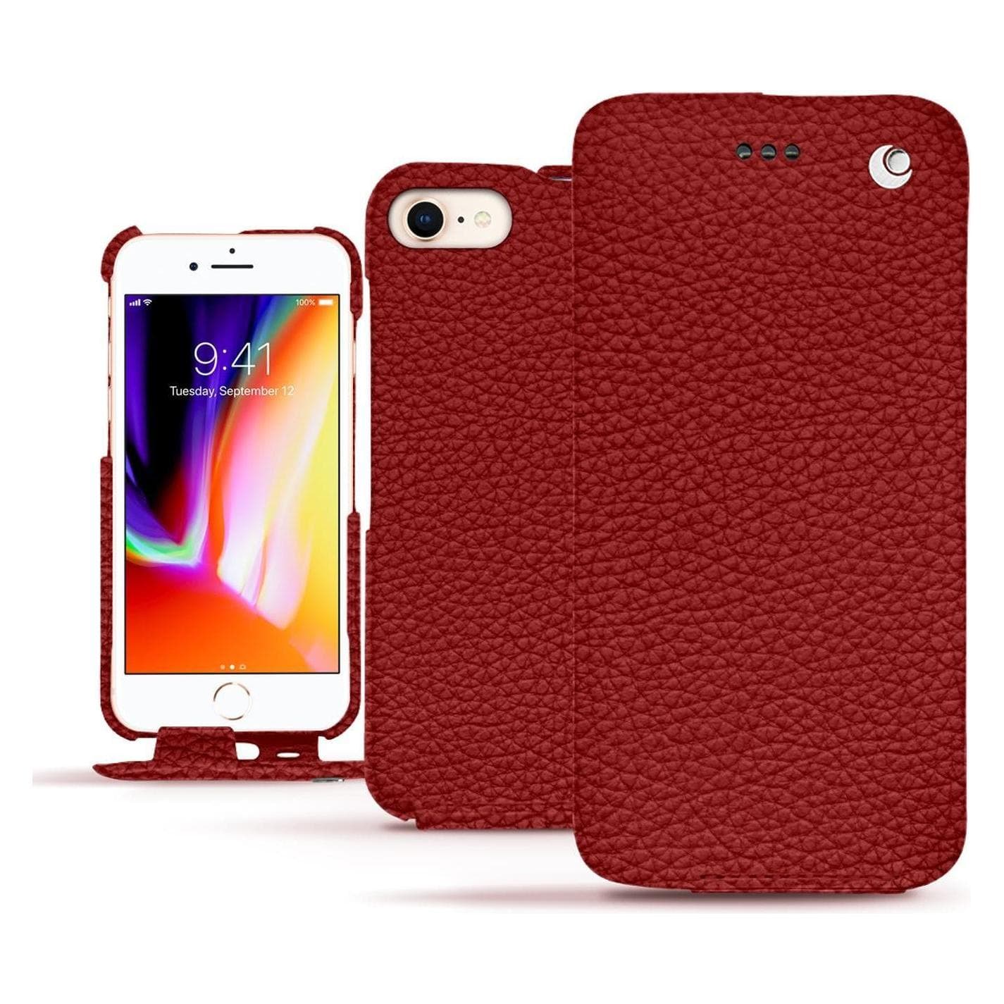 Noreve Housse cuir vertical (Apple iPhone 8), Coque pour téléphone portable, Rouge