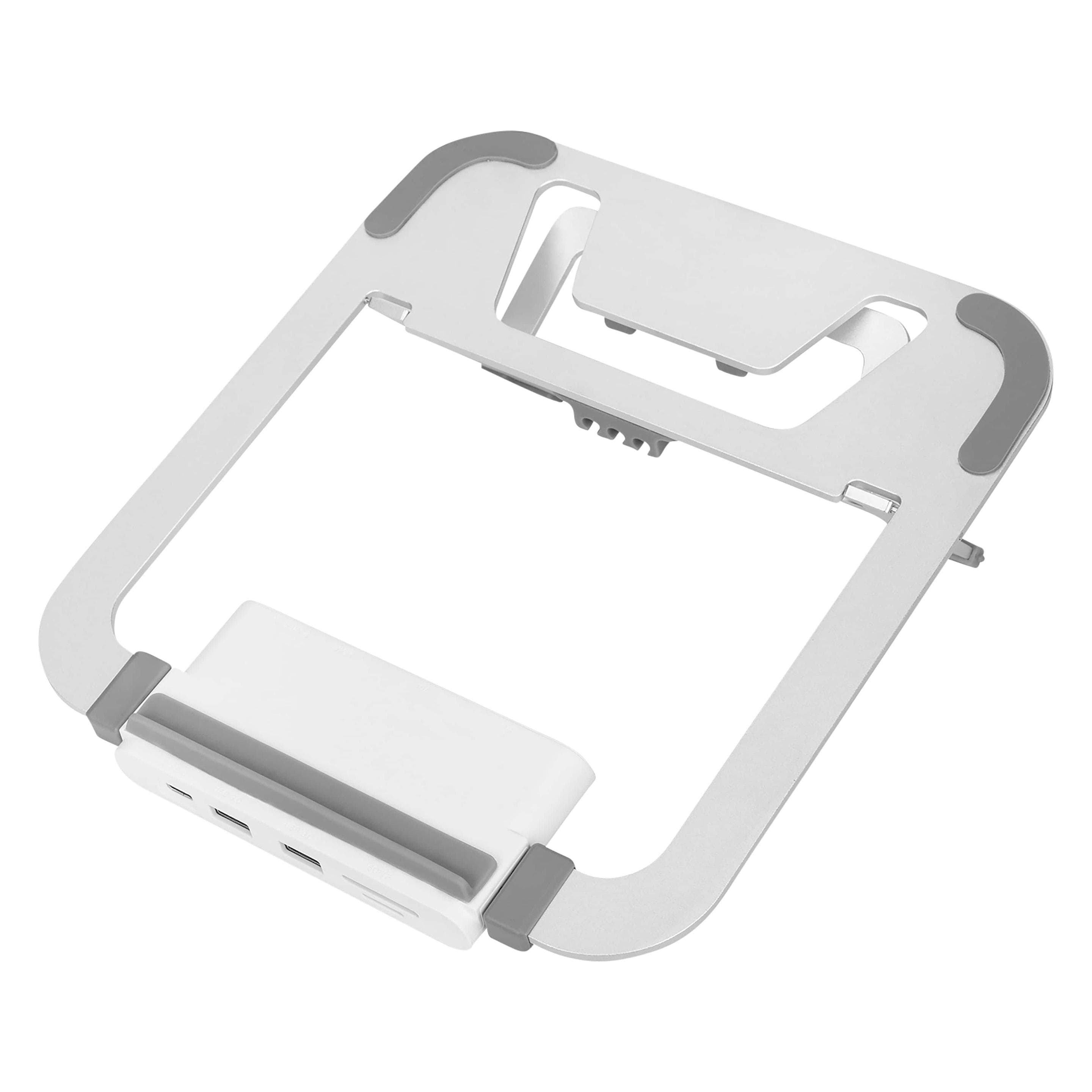 Digitus Support réglable pour ordinateur portable avec station d'accueil USB-C™, 8 ports (USB-C, 8 ports), Station d’accueil + hub USB, Argent,
