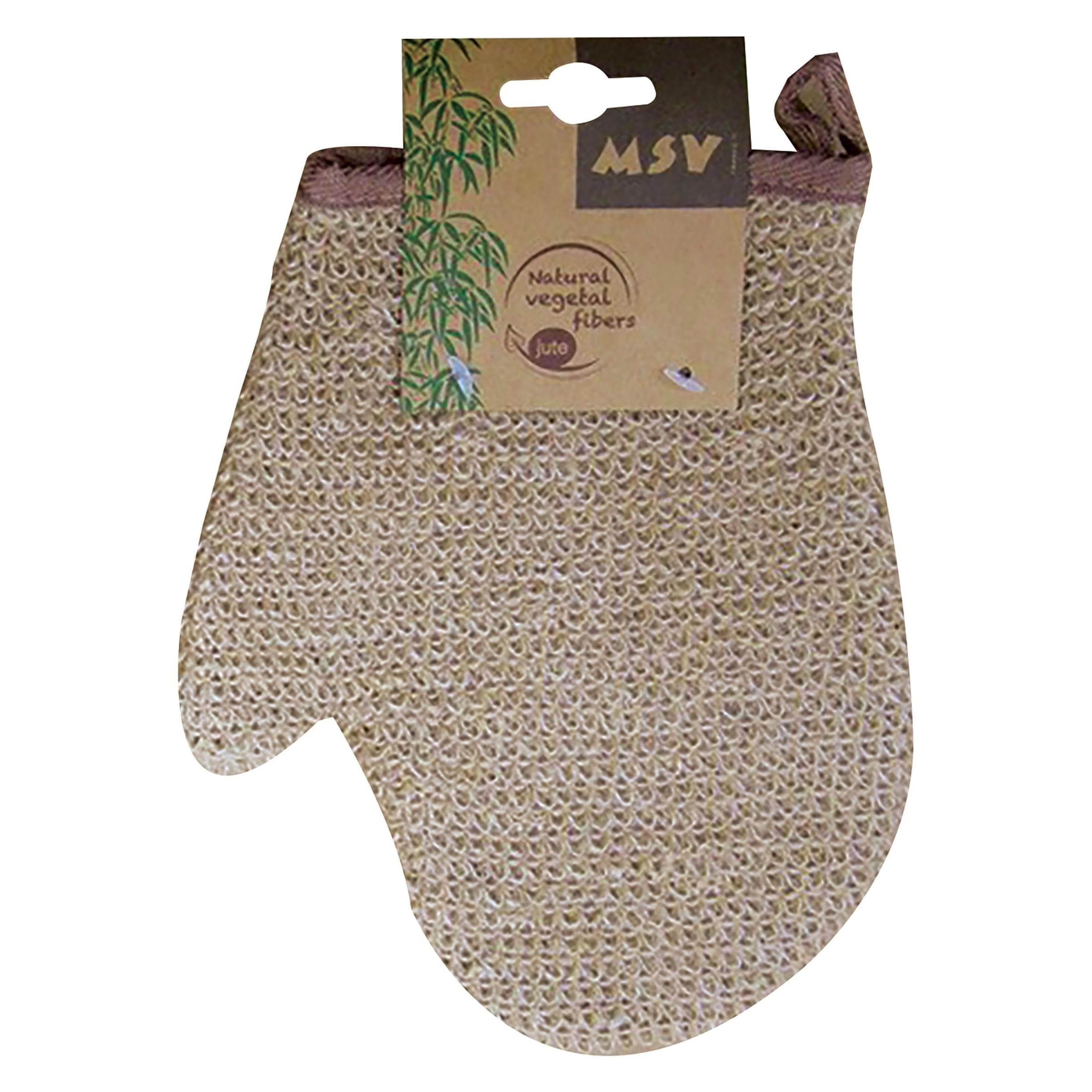 MSV, Salle de bains : accessoires, Gant de gommage en jute 25 x 18 cm, marron