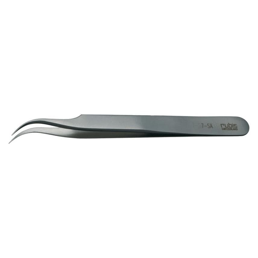 Rubis, Pince à épiler, Pincette, courbée extra pointue, Inox