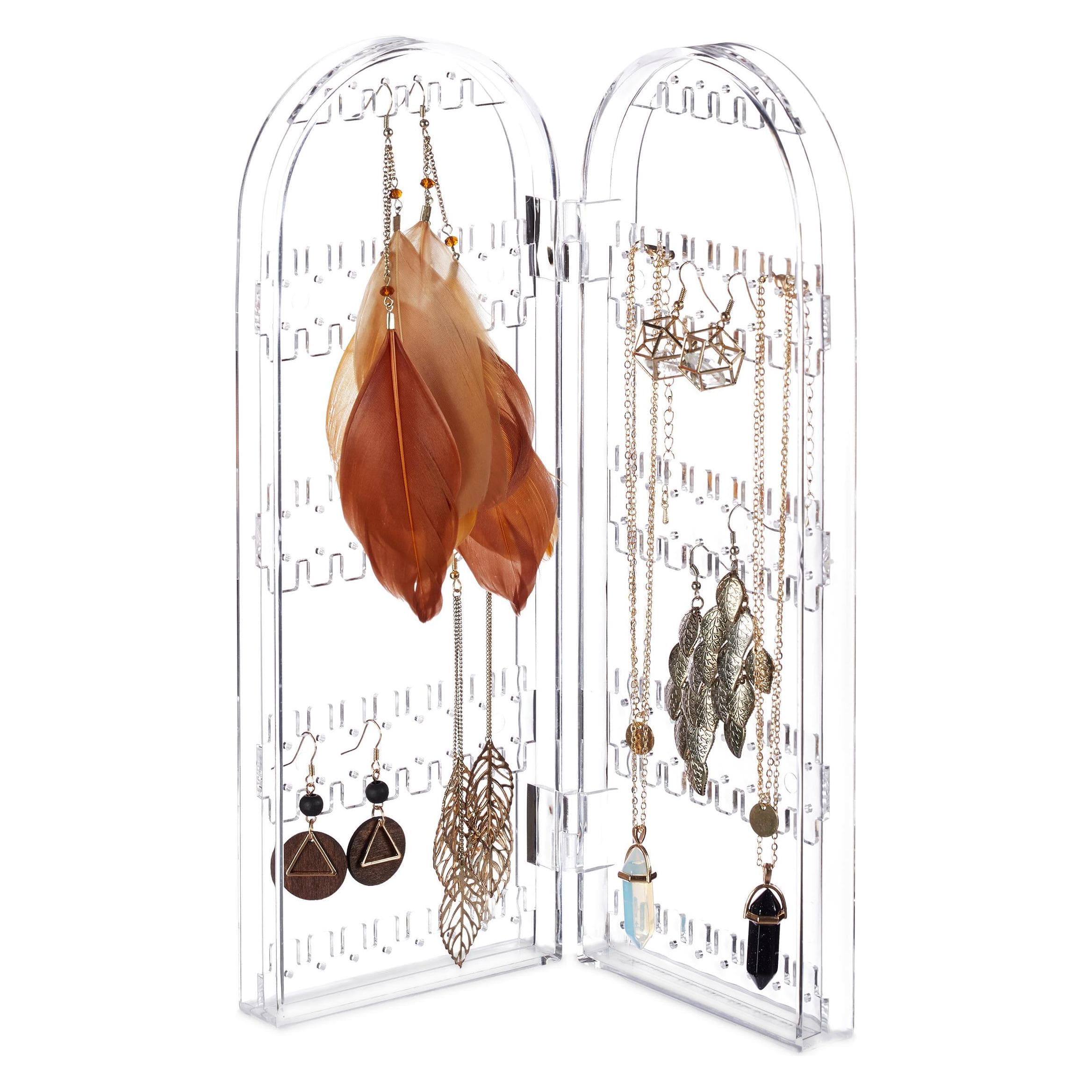 Relaxdays, Rangement pour montres + bijoux, Porte Bijoux Présentoir, Transparent