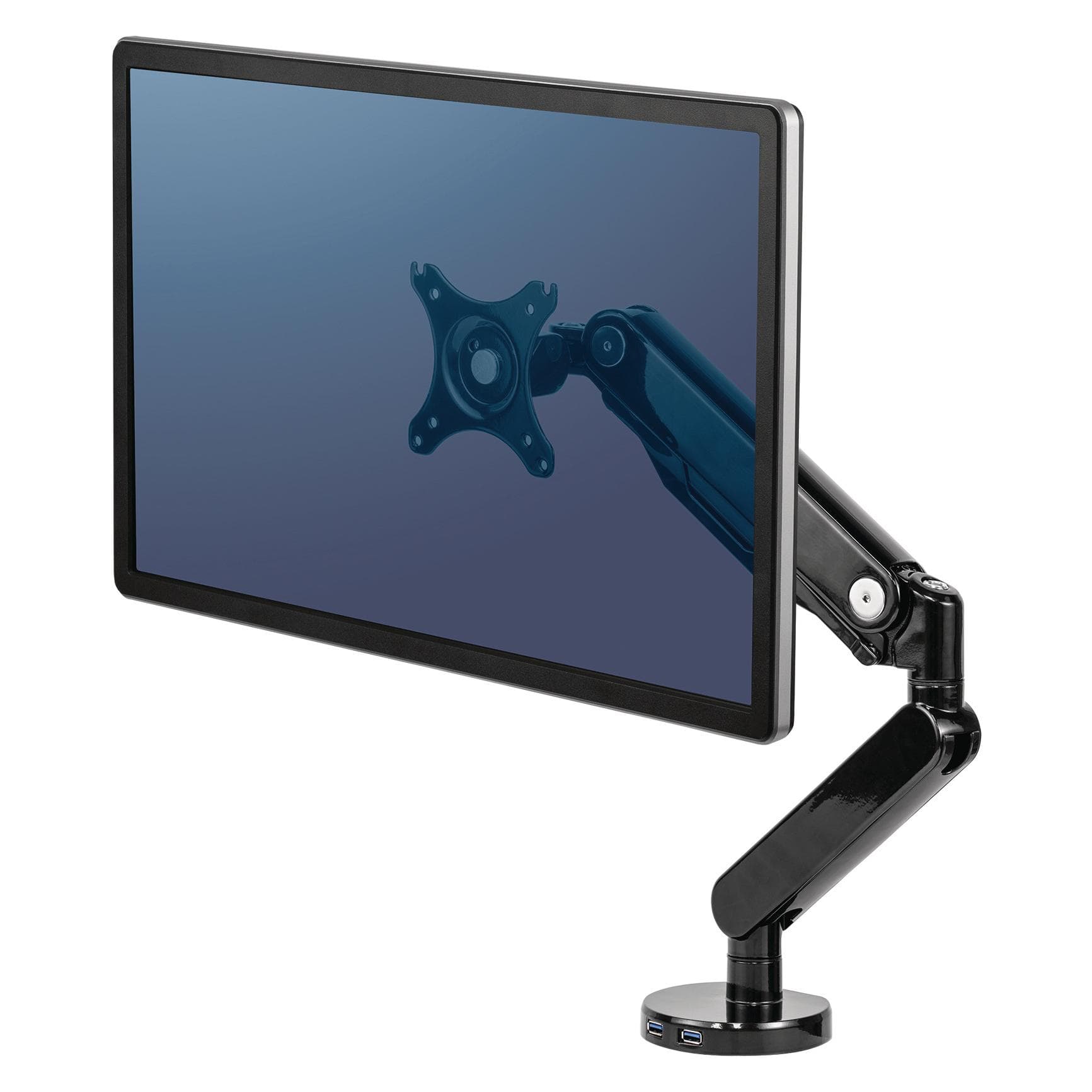 Fellowes Bras de moniteur simple de la série Platinum (Tables, 30", 9 kg), Support de moniteur, Noir