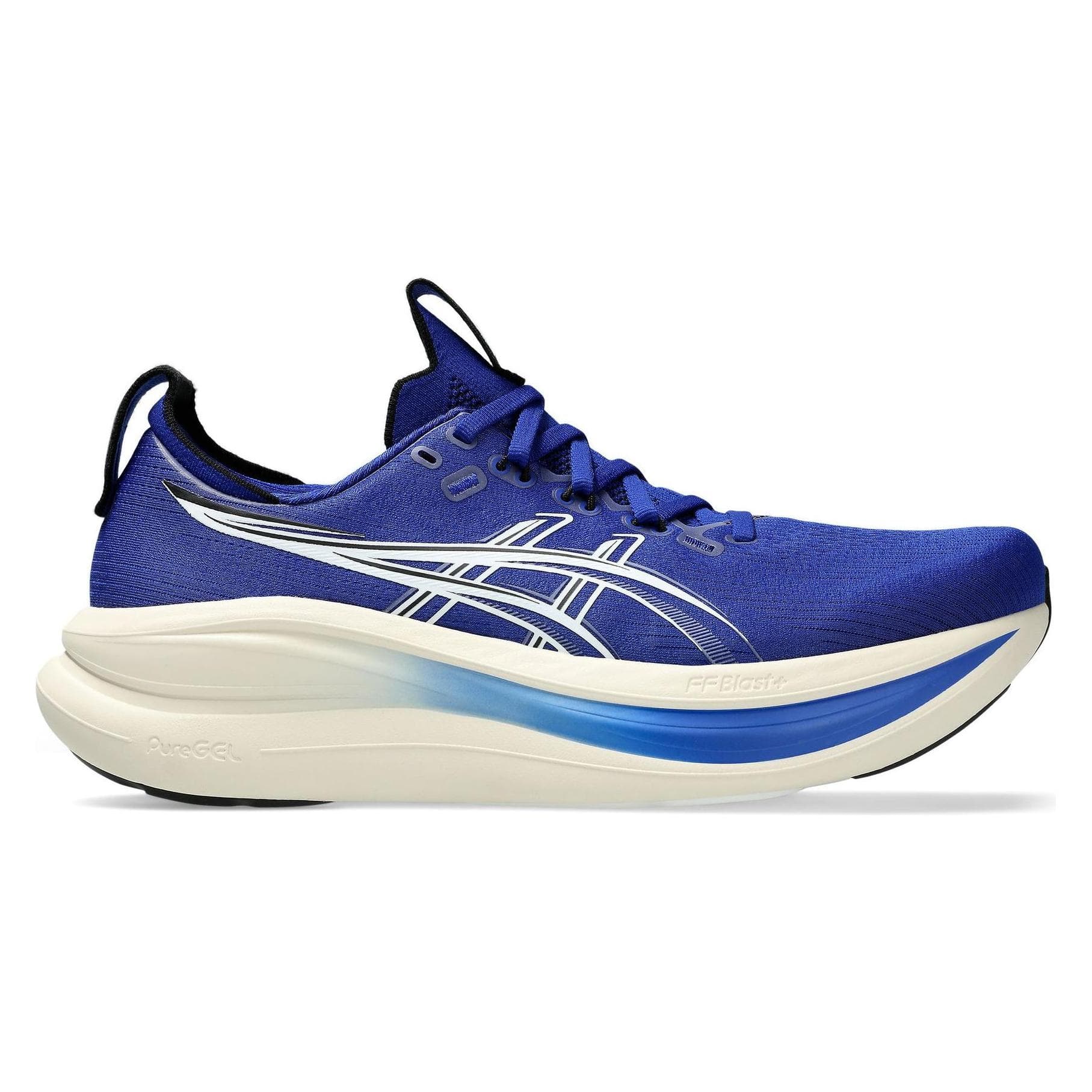 ASICS, Hommes, Chaussures de course à pied, Chaussures de course Gel-Nimbus 28 bleu/blanc pour homme (47), Noir, Bleu, Blanc