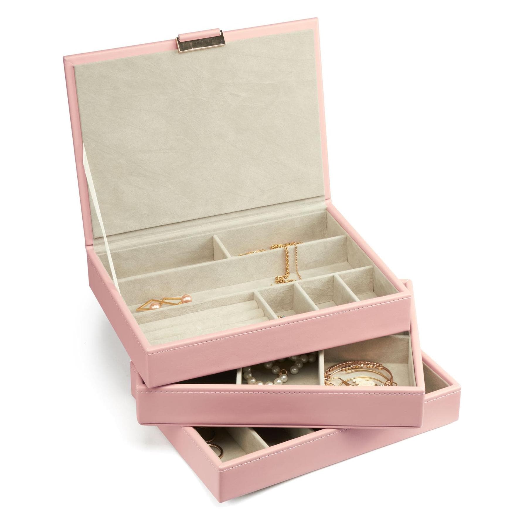 Cimi, Rangement pour montres + bijoux, Gillian Jones - Boîte à bijoux multicouche - Crème - Rose, Blanc, Rose