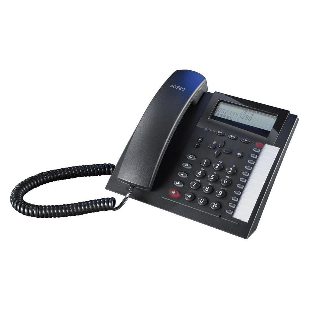 Agfeo Téléphone analogique noir T 18 Écran à 3 lignes Angle d'inclinaison de l'appareil à 3 niveaux, Téléphone, Noir