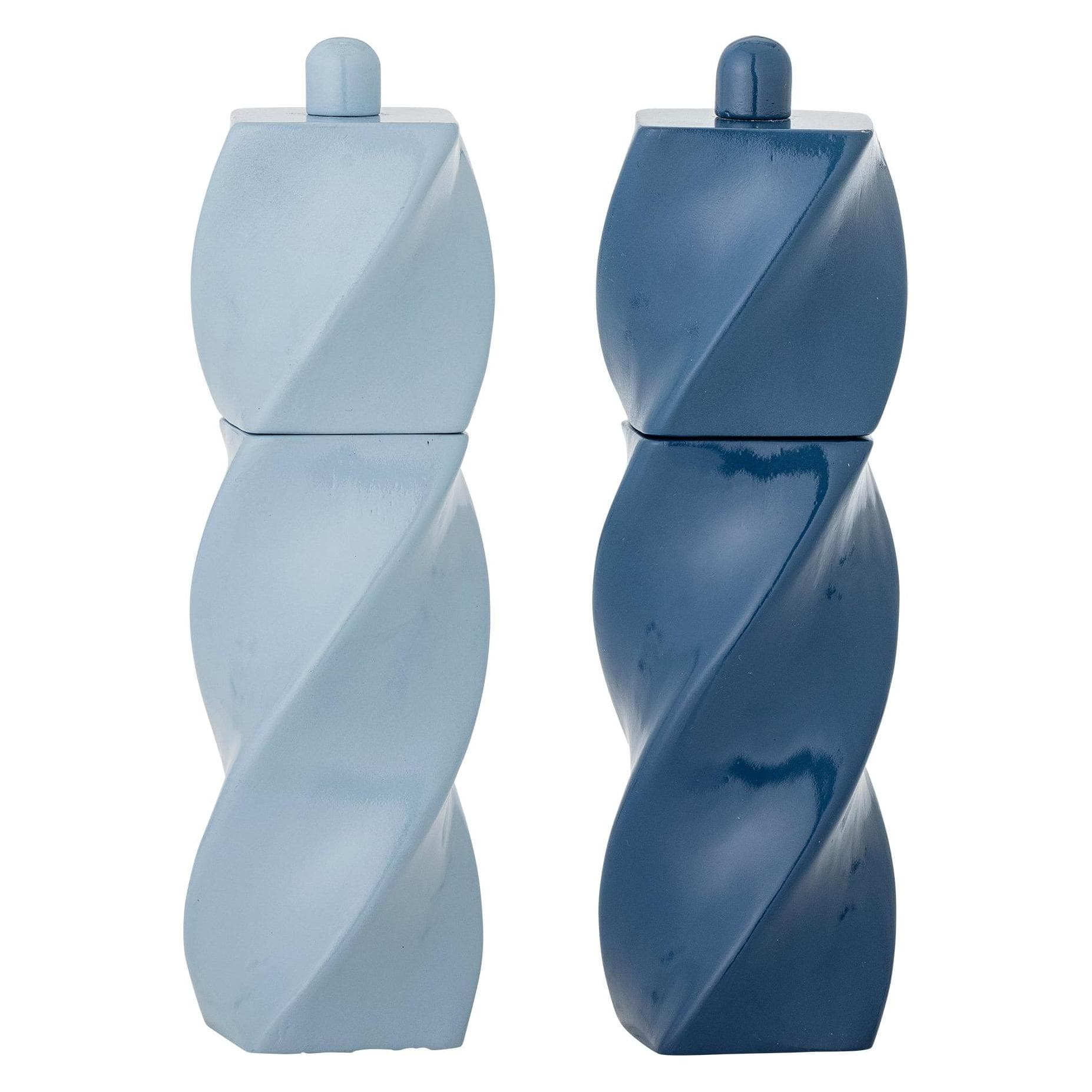 Bloomingville - Riley Salt & Pepper Mill - Blue - Rubberwood, Moulin à poivre + moulin à sel, Bleu