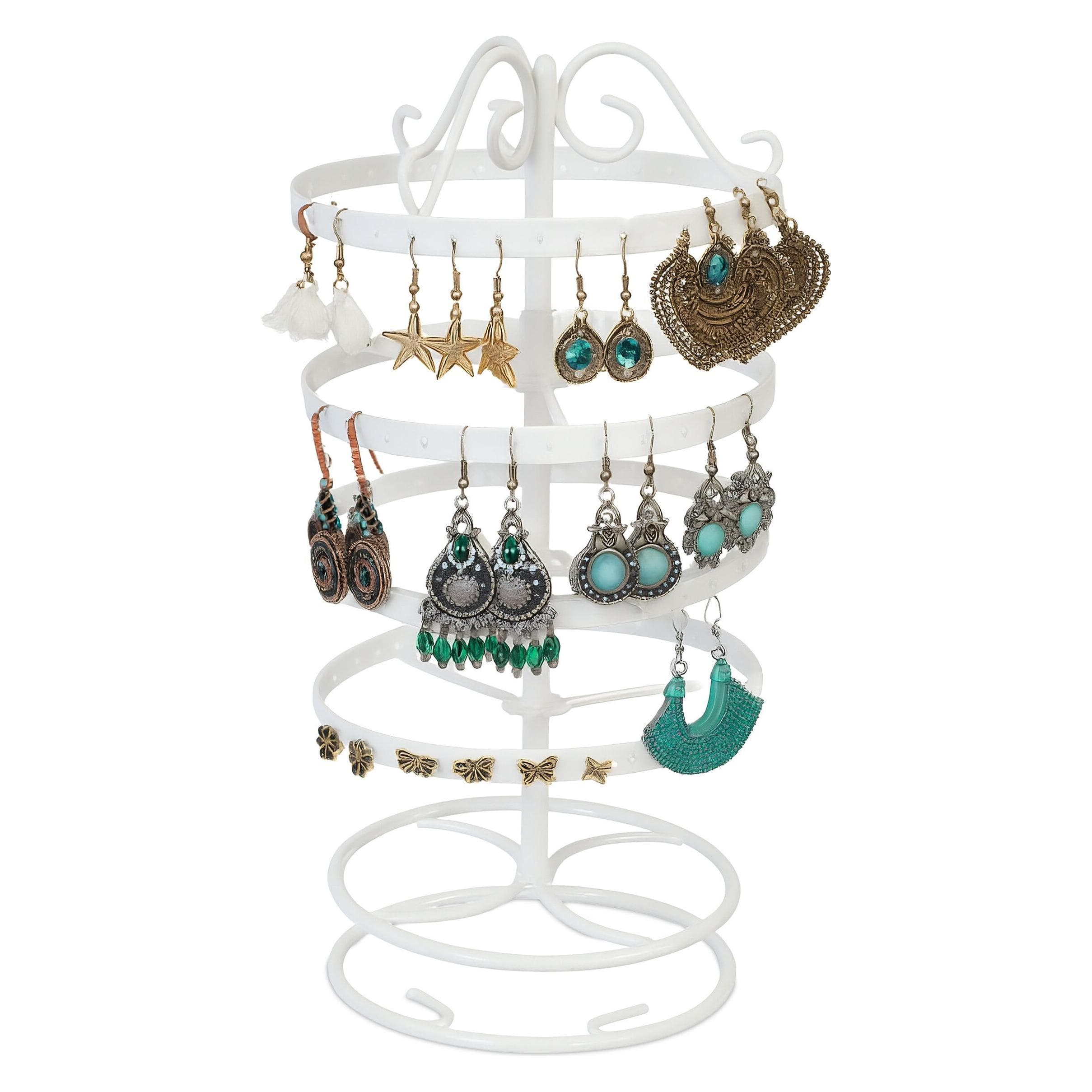Relaxdays, Rangement pour montres + bijoux, Porte-boucle d’oreille, Blanc
