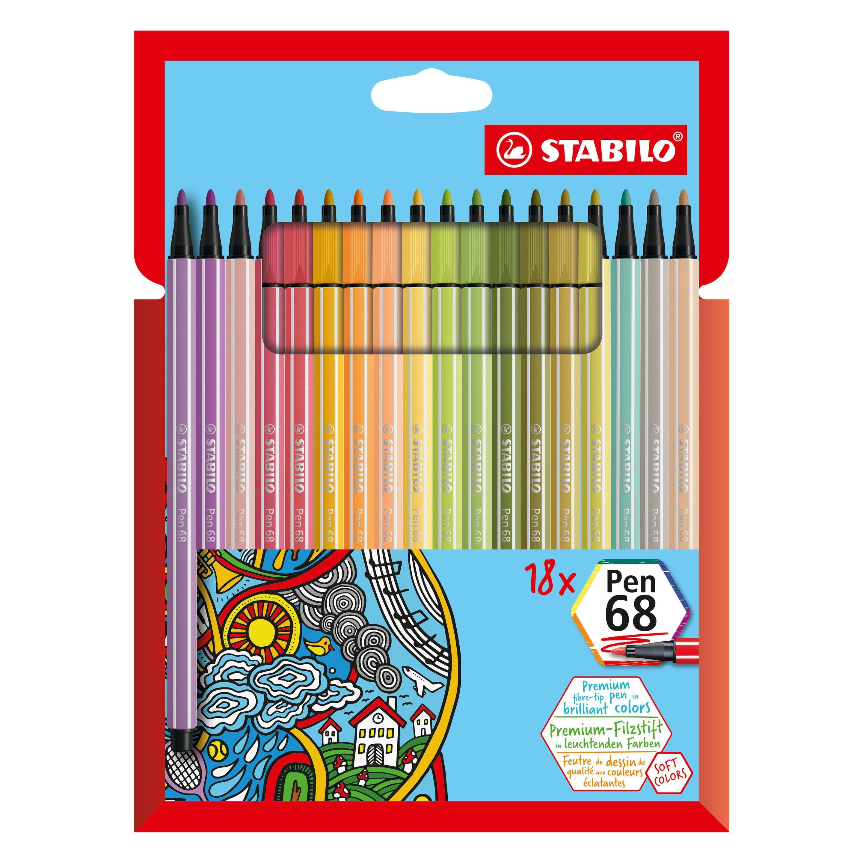 STABILO, Écriture + dessin, Etui Pen 68, 18pcs (18x)