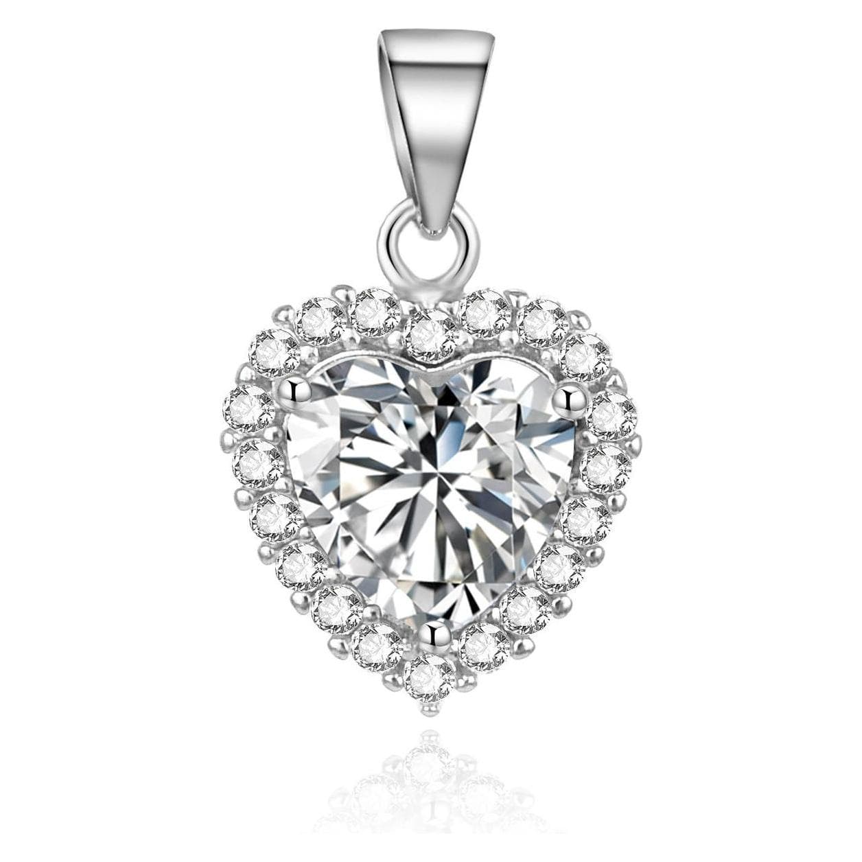 Agato, Pendentif, Pendentif en argent étincelant avec zircons Heart AGH744, (Argent)