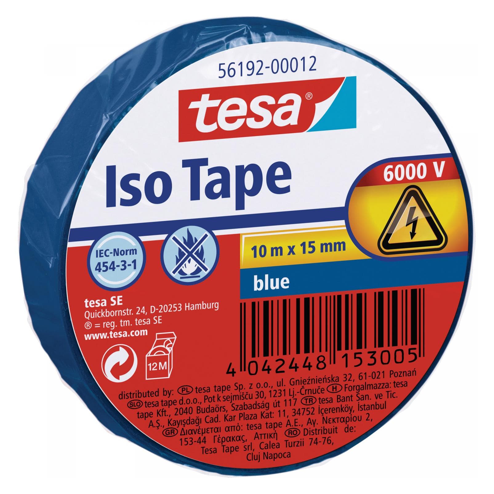 tesa, Ruban adhésif, Ruban isolant électrique, ruban adhésif résistant à la chaleur pour isoler, réparer & regrouper (15 mm)